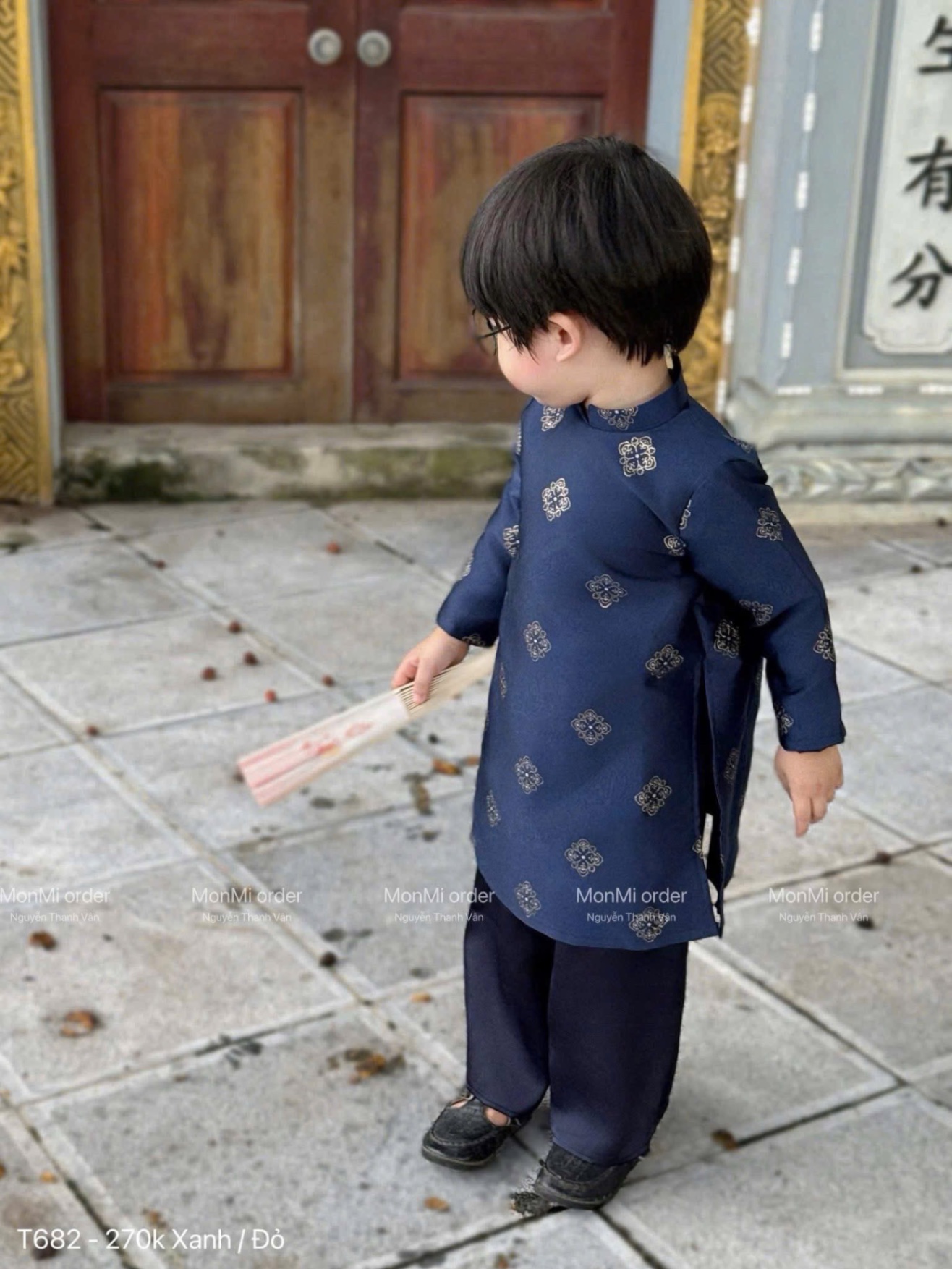 T051 - SET ÁO DÀI BÉ TRAI GẤM HOẠ TIẾT