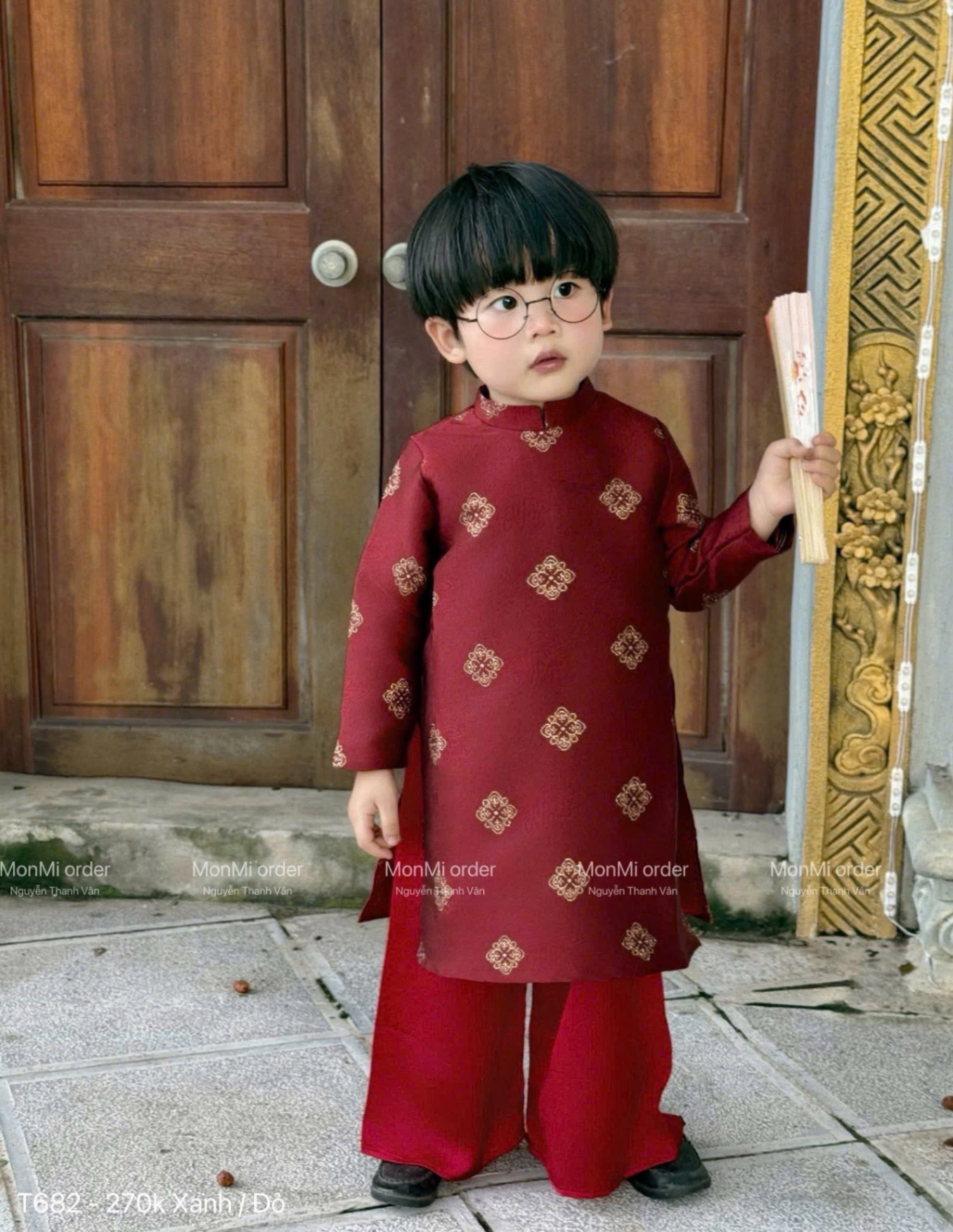 T051 - SET ÁO DÀI BÉ TRAI GẤM HOẠ TIẾT