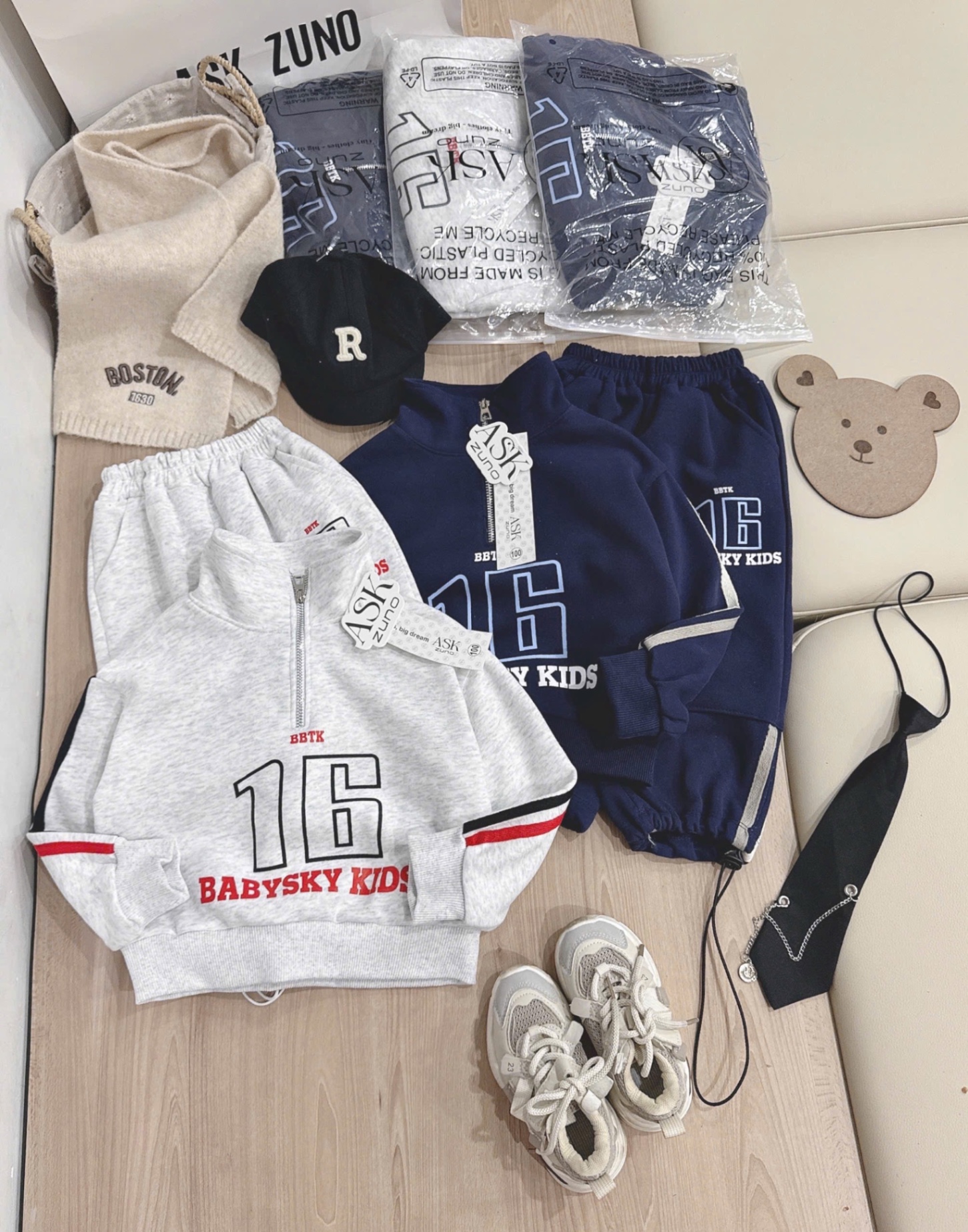T049 - BỘ NỈ BÉ TRAI HAIDA CỔ KHOÁ 16 BABYSKY