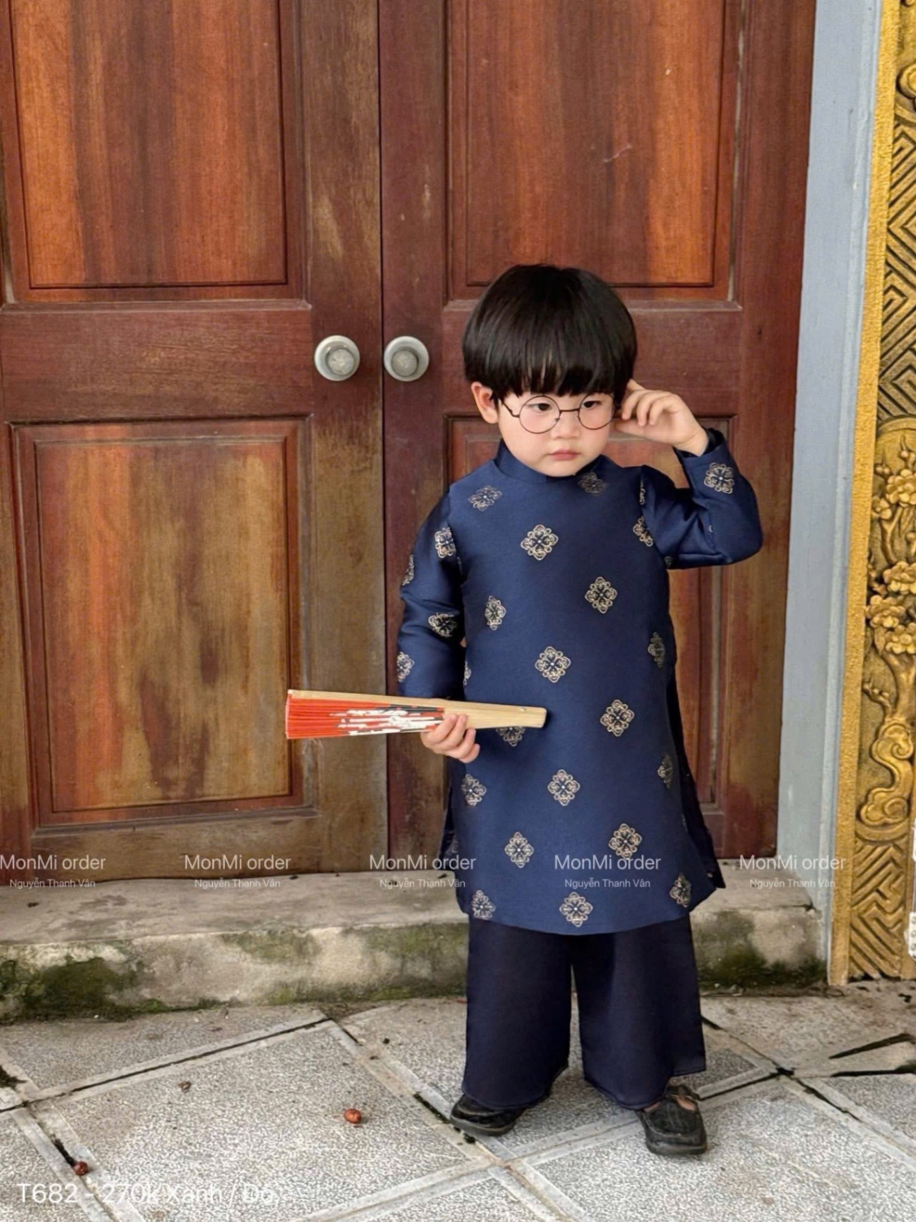 T051 - SET ÁO DÀI BÉ TRAI GẤM HOẠ TIẾT