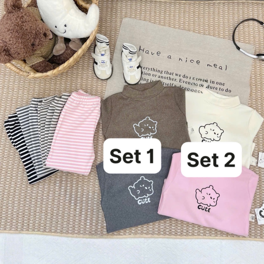 T056 - SET 2 BỘ ZIP LÔNG BÉ CHÓ CUTE BÉ TRAI GÁI