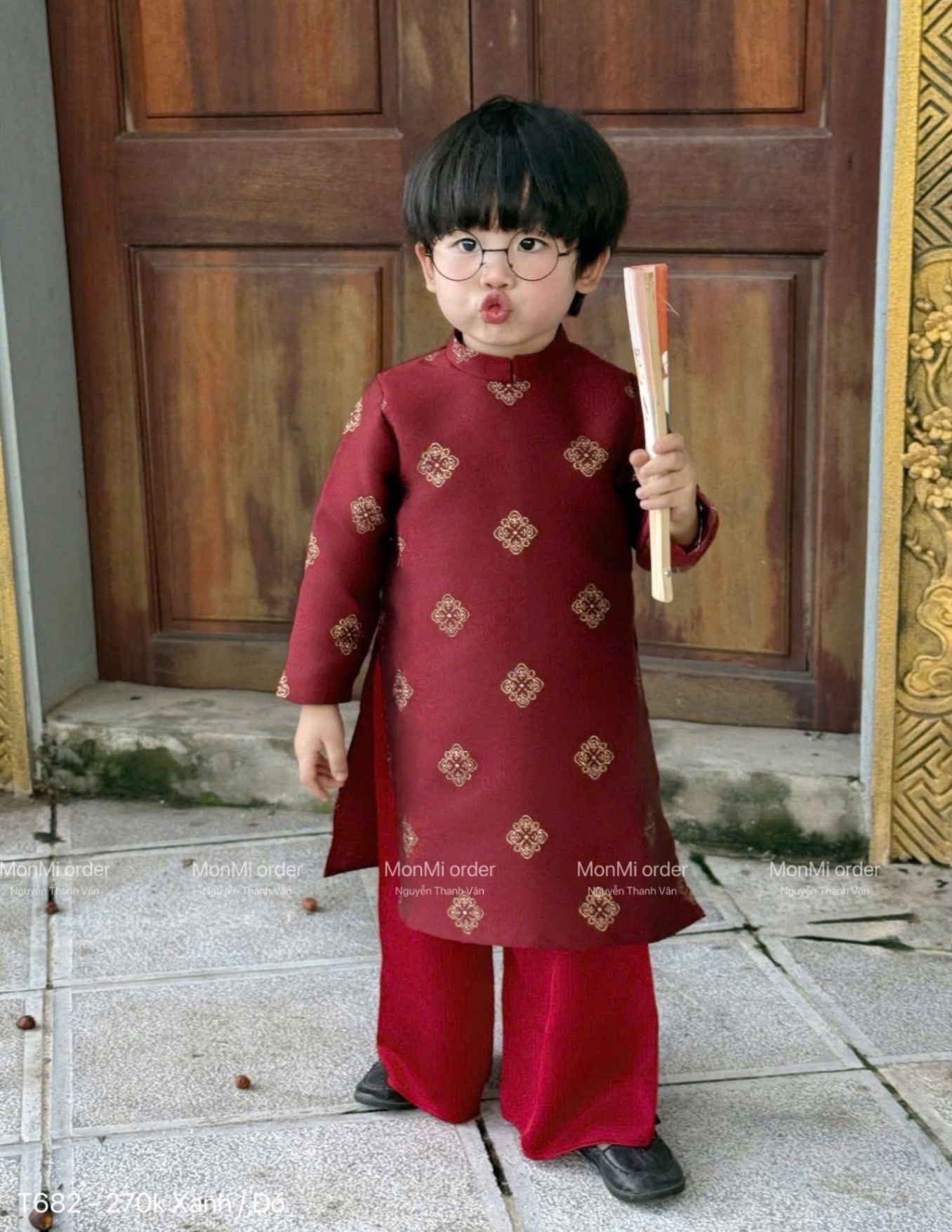 T051 - SET ÁO DÀI BÉ TRAI GẤM HOẠ TIẾT