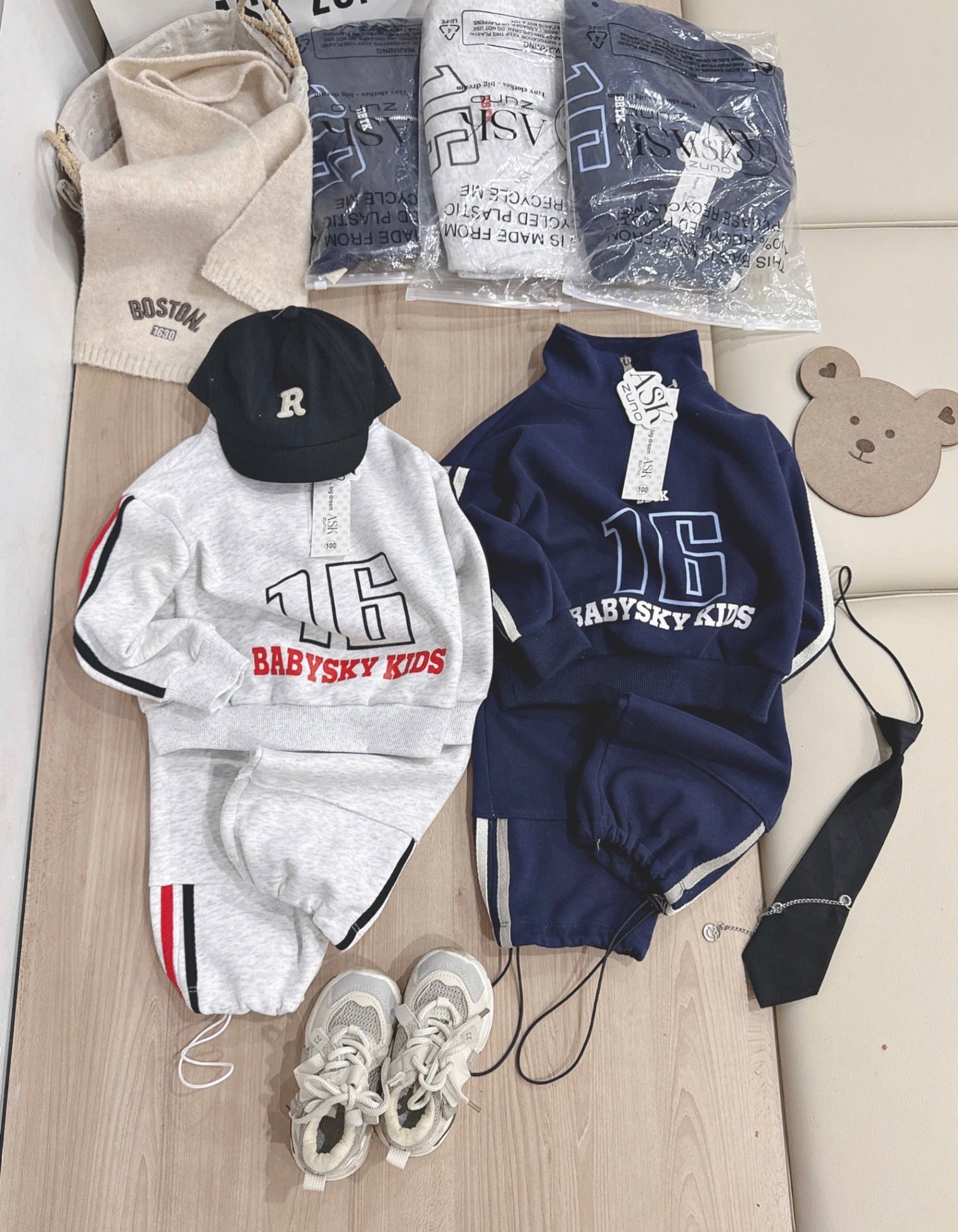 T049 - BỘ NỈ BÉ TRAI HAIDA CỔ KHOÁ 16 BABYSKY