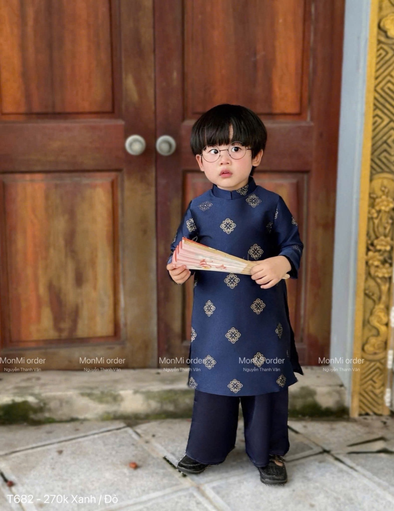 T051 - SET ÁO DÀI BÉ TRAI GẤM HOẠ TIẾT