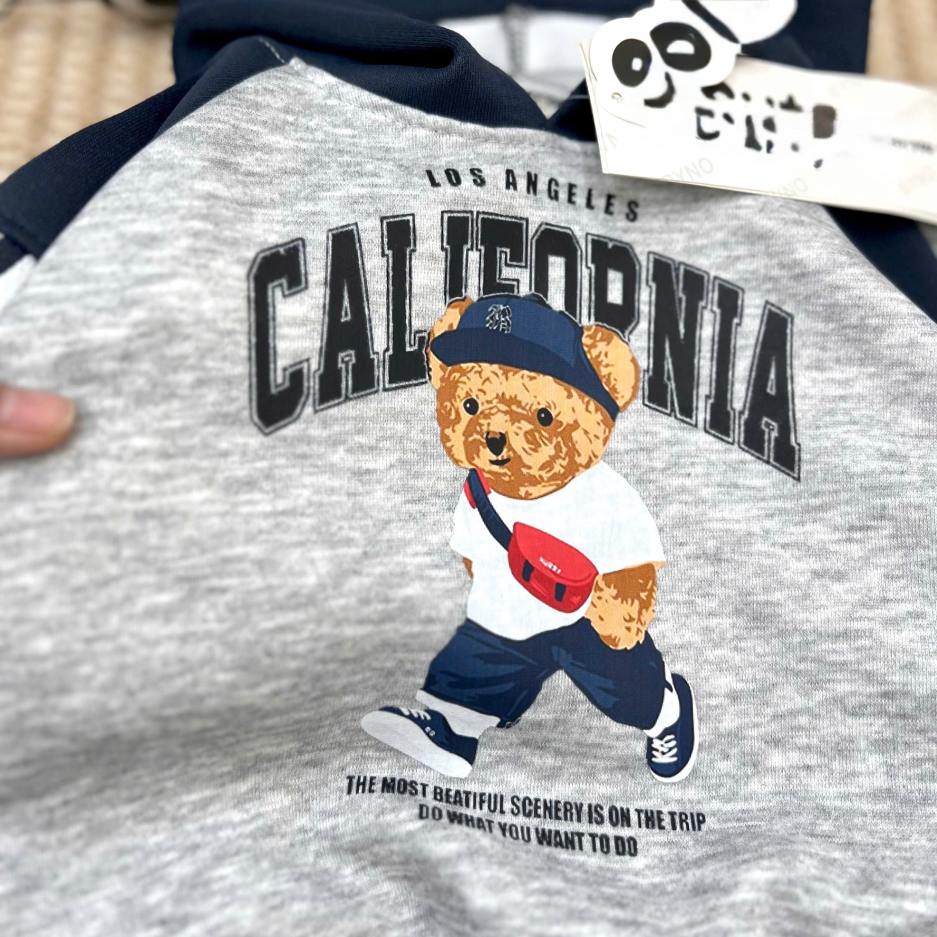 T053 - BỘ NỈ BÉ TRAI HOODIE PHỐI GẤU CALIFORNIA