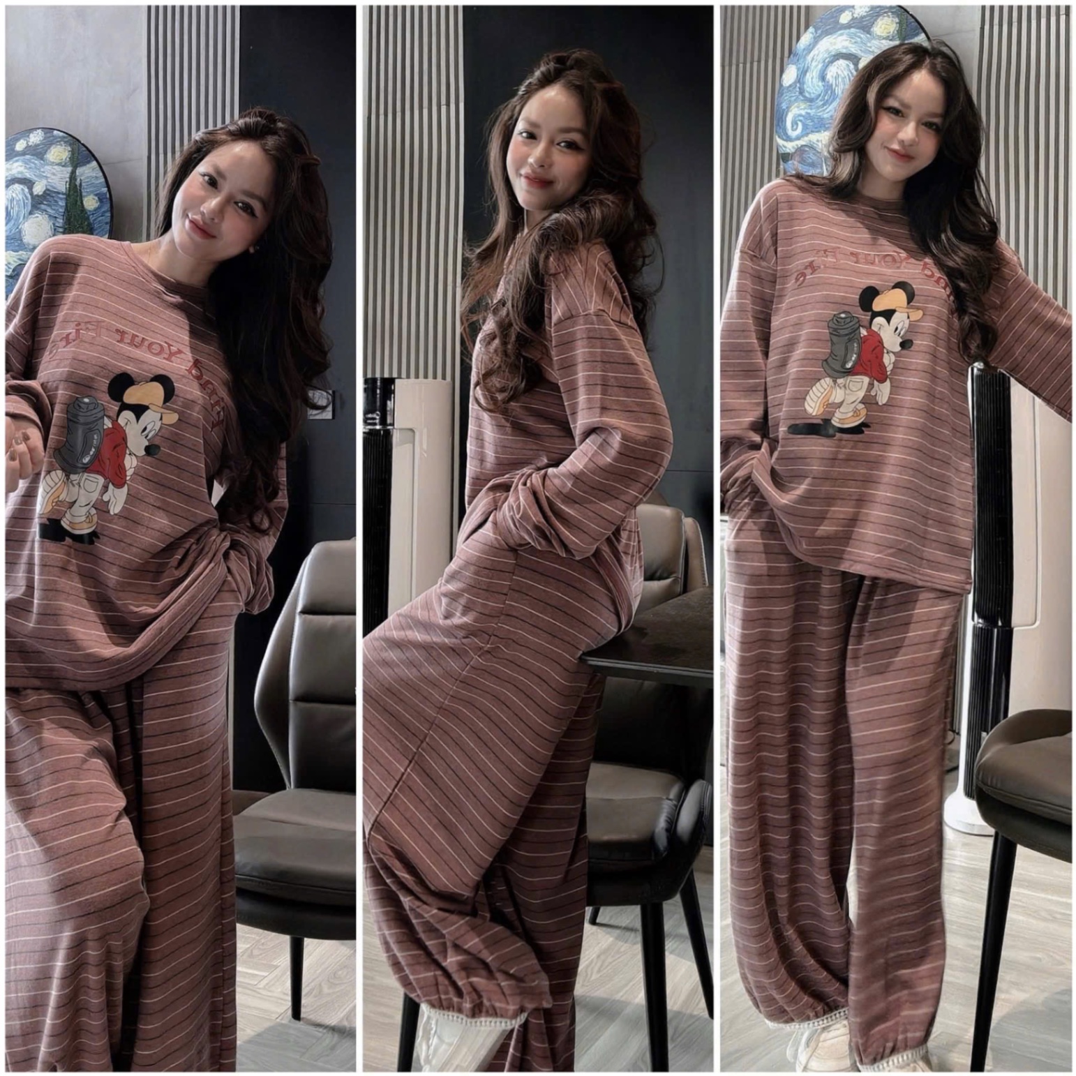 S241 - BỘ TĂM THỎ LÔNG KẺ NGANG MICKEY FIRE