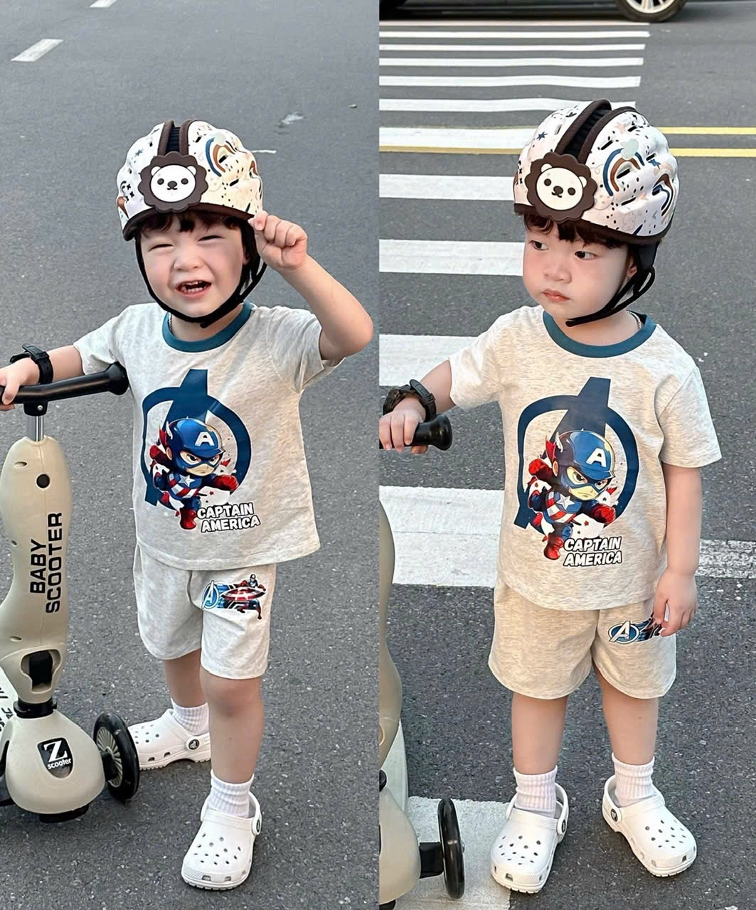 T066 - SET 2 BỘ ĐÙI BÉ TRAI SPIDERMAN kẻ xanh ghi