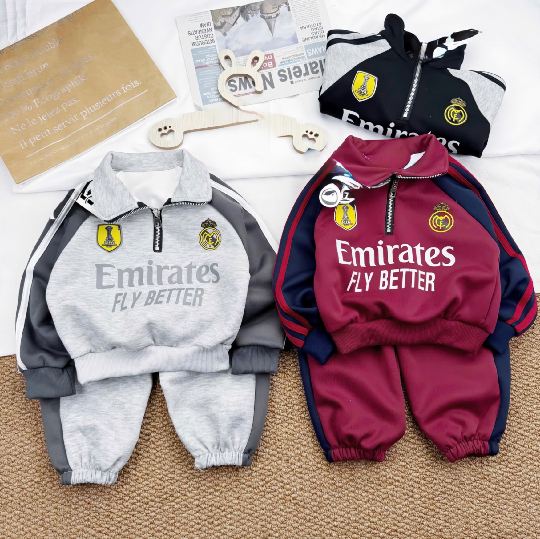 T062 - BỘ NỈ BÉ TRAI HAIDA CỔ KHOÁ PHỐI TAY Emirates