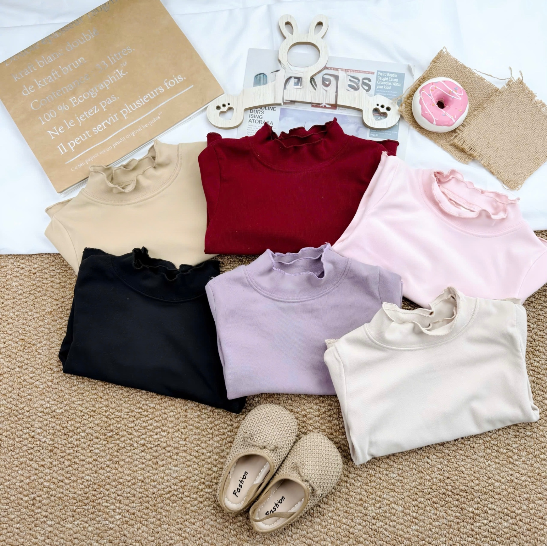 AB843 - SET 3 ÁO BÉ GÁI ZIP LÔNG CỔ BÈO