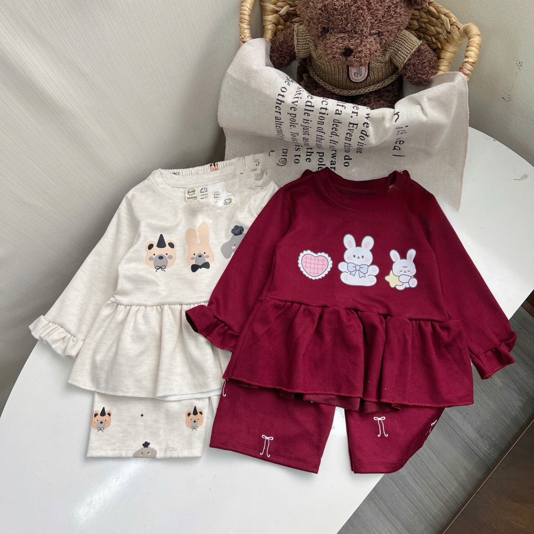 G846 - BỘ BÉ GÁI TĂM THỎ BABYDOLL THỎ VOI GẤU