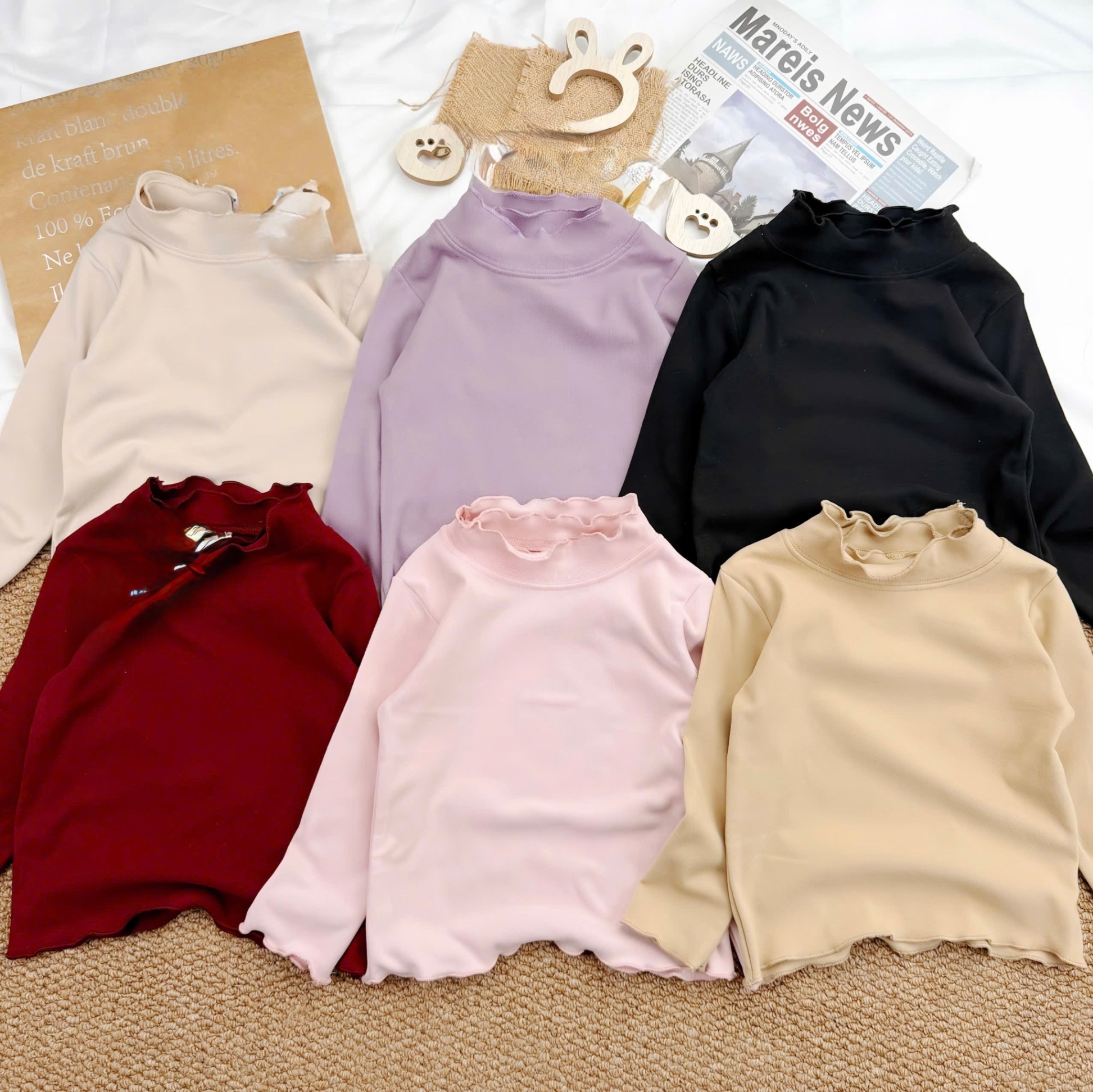 AB843 - SET 3 ÁO BÉ GÁI ZIP LÔNG CỔ BÈO