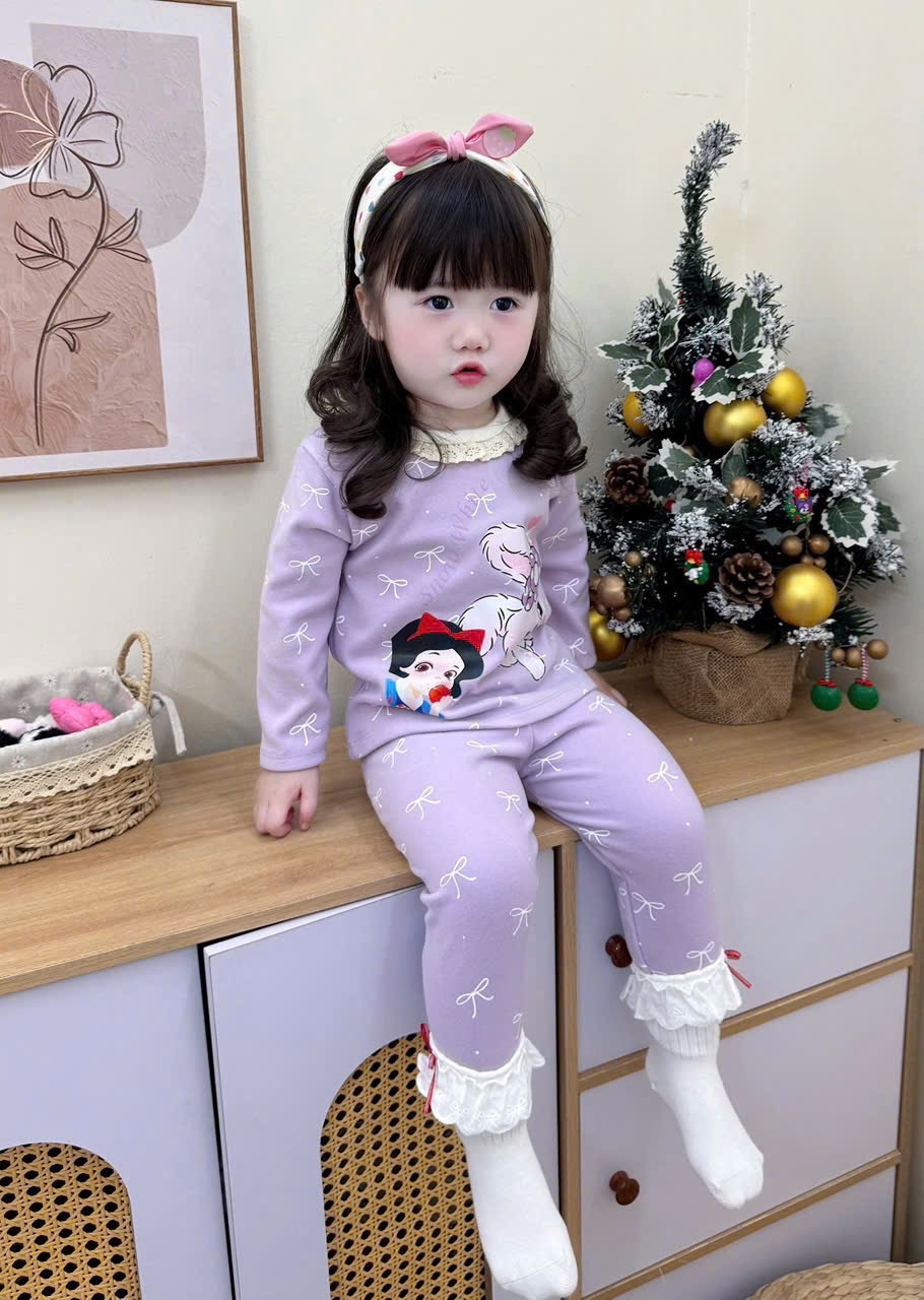 G845 - SET 2 BỘ BÉ GÁI ZIP LÔNG CỔ REN BẠCH TUYẾT HOA NHÍ