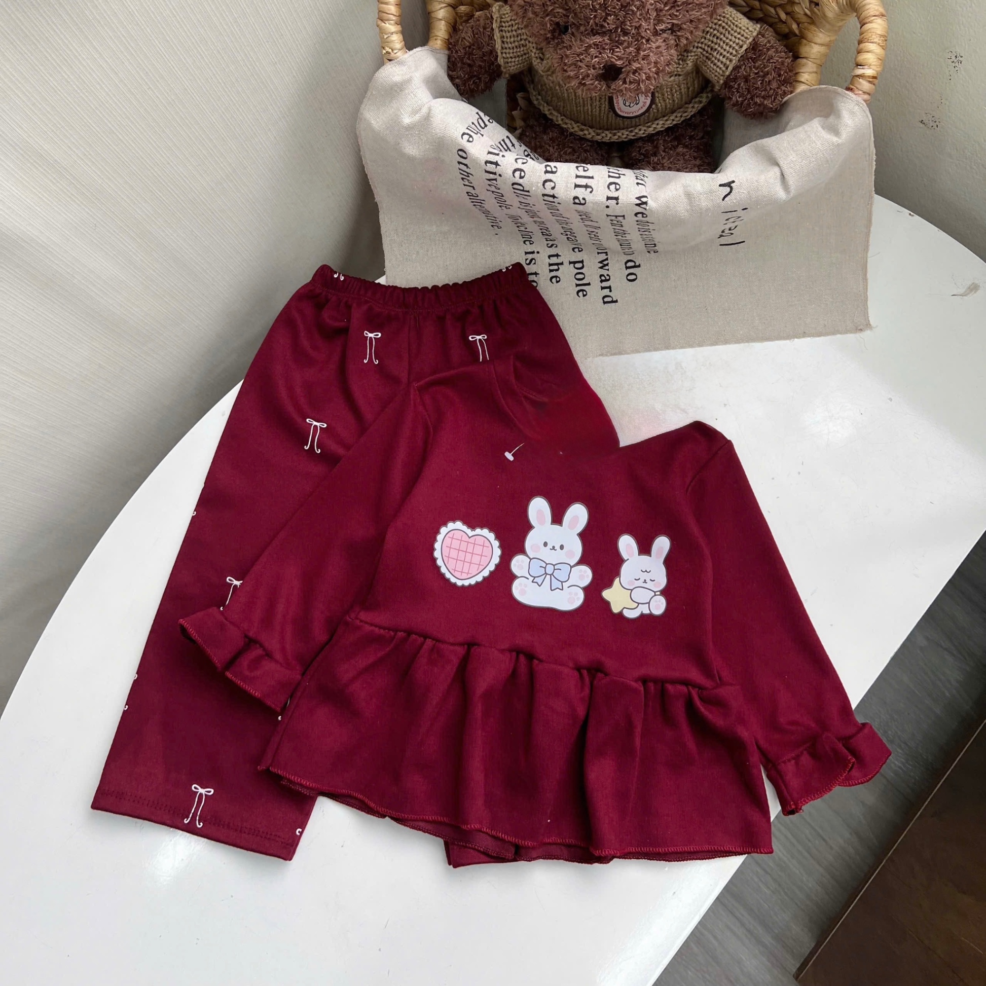 G846 - BỘ BÉ GÁI TĂM THỎ BABYDOLL THỎ VOI GẤU