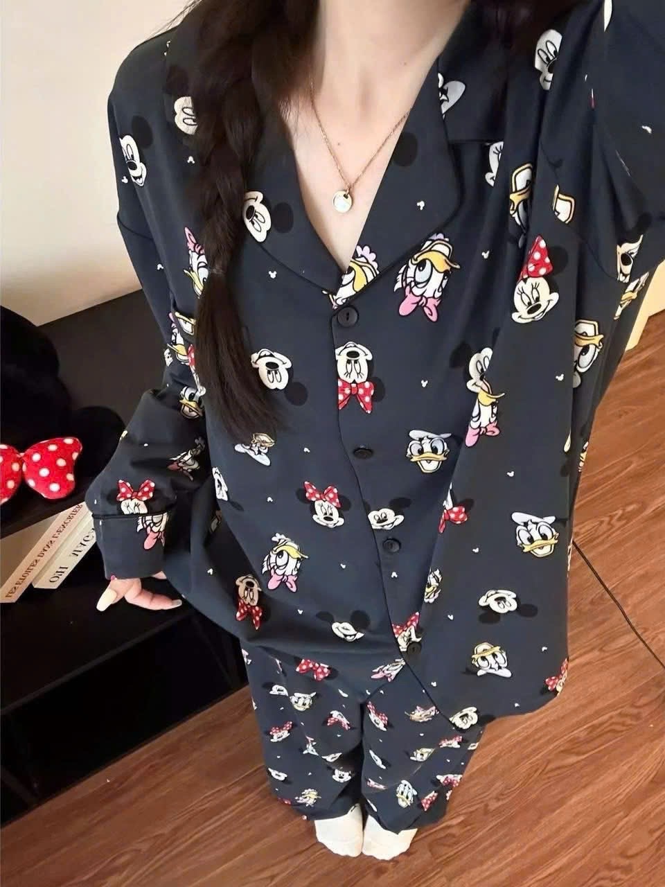 S236 - BỘ PYJAMA NỮ THAN MICKEY DÀI TAY