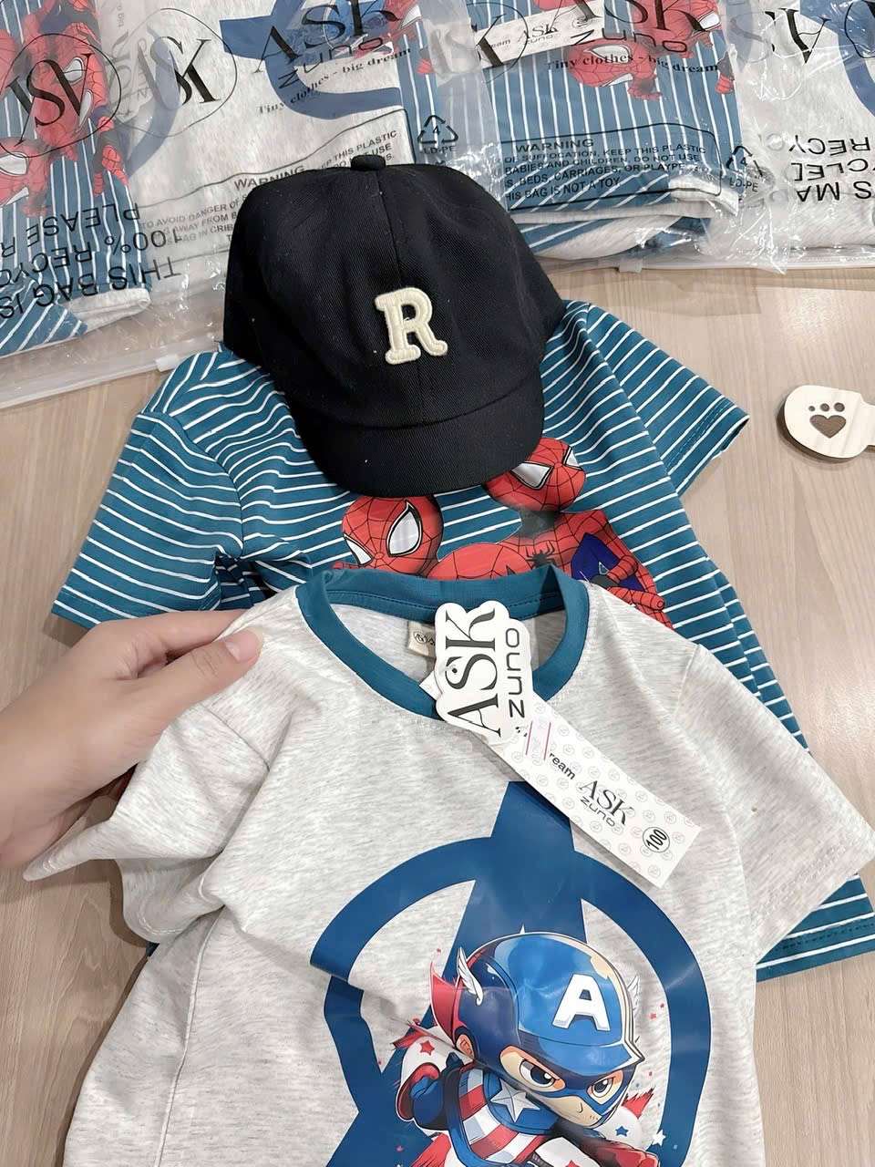 T066 - SET 2 BỘ ĐÙI BÉ TRAI SPIDERMAN kẻ xanh ghi