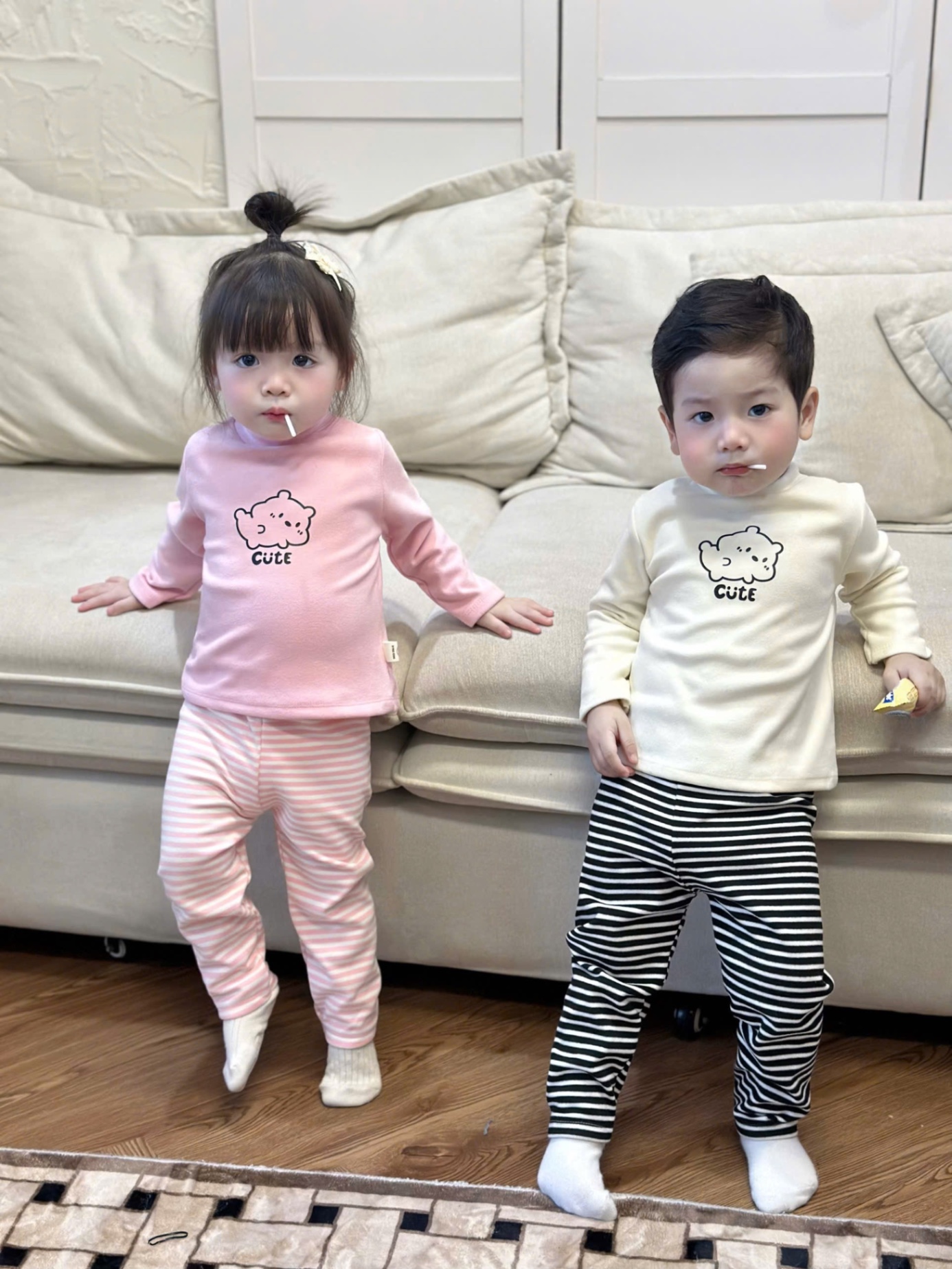 T056 - SET 2 BỘ ZIP LÔNG BÉ CHÓ CUTE BÉ TRAI GÁI