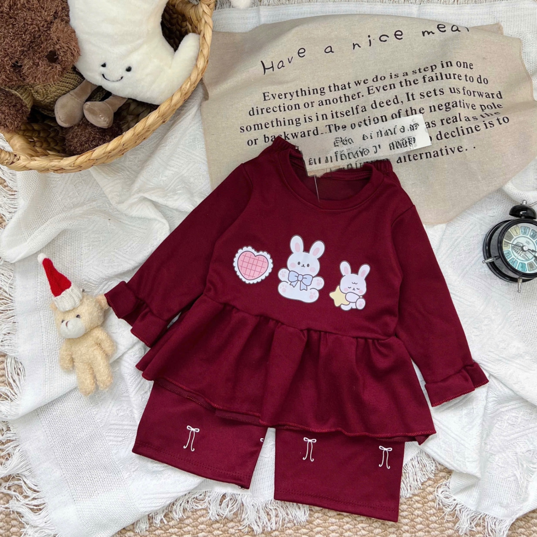 G846 - BỘ BÉ GÁI TĂM THỎ BABYDOLL THỎ VOI GẤU