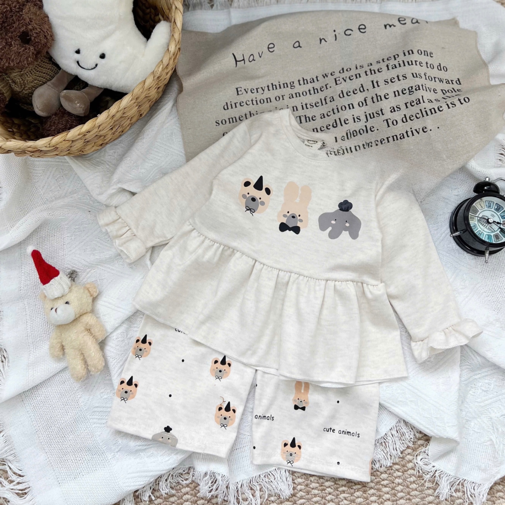G846 - BỘ BÉ GÁI TĂM THỎ BABYDOLL THỎ VOI GẤU