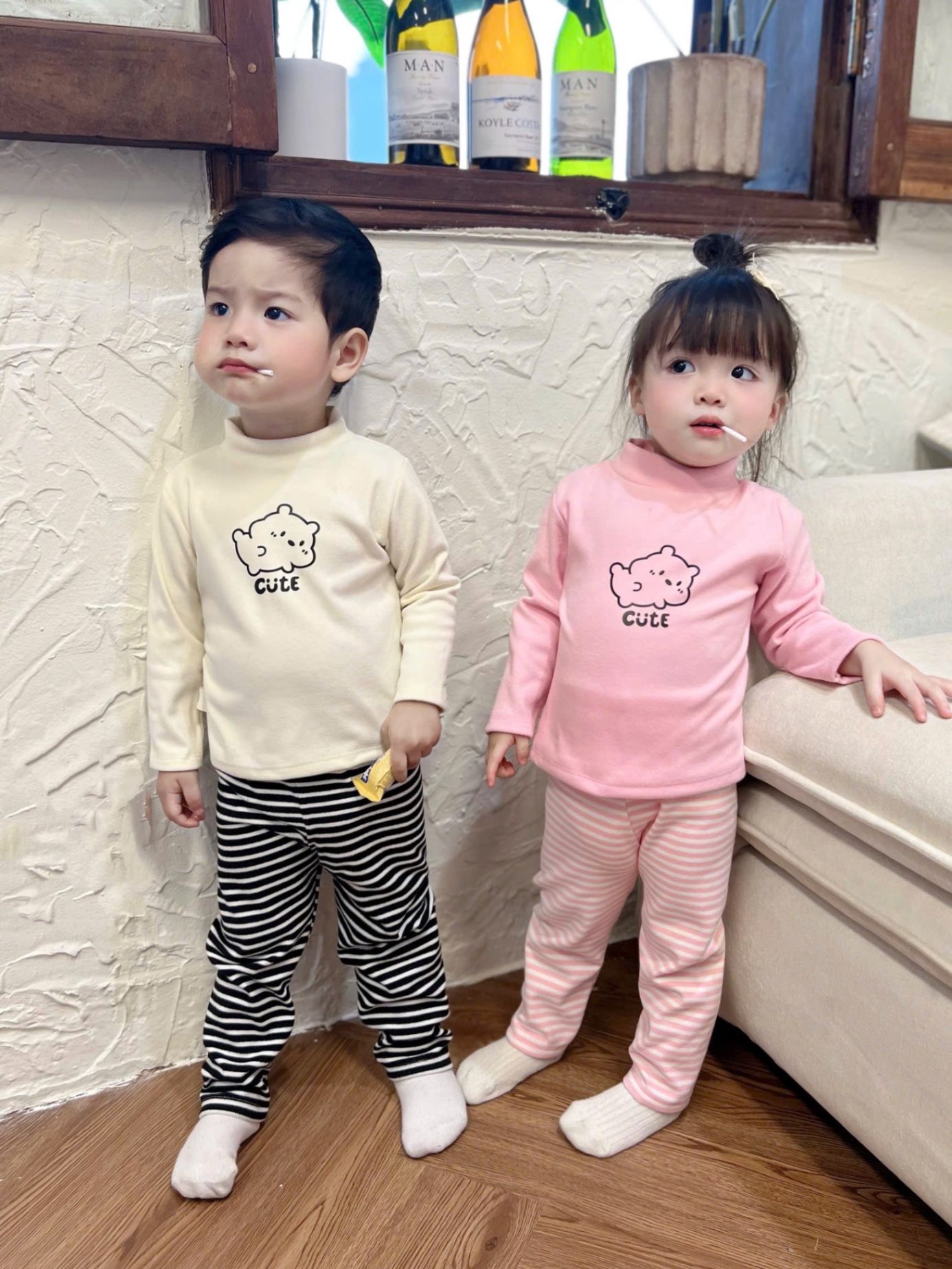 T056 - SET 2 BỘ ZIP LÔNG BÉ CHÓ CUTE BÉ TRAI GÁI