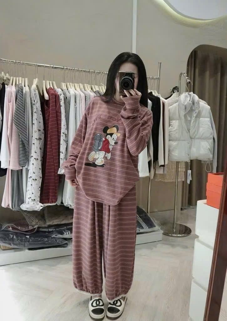 S241 - BỘ TĂM THỎ LÔNG KẺ NGANG MICKEY FIRE