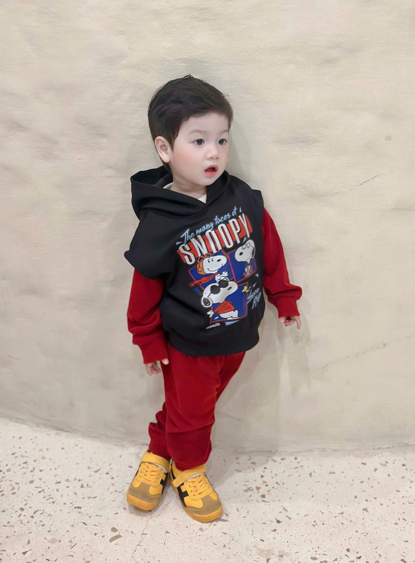 T068 - SET BÉ TRAI 3CT SNOOPY ĐỎ TRẮNG PHỐI GILE