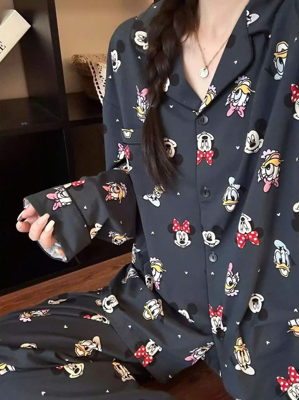 S236 - BỘ PYJAMA NỮ THAN MICKEY DÀI TAY