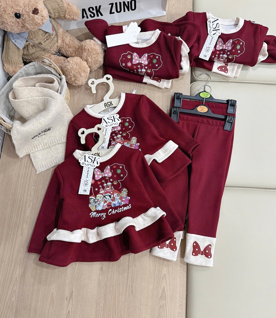 G858 - SET BÉ GÁI LÓT NHUNG ĐỎ NOEL CÔNG CHÚA