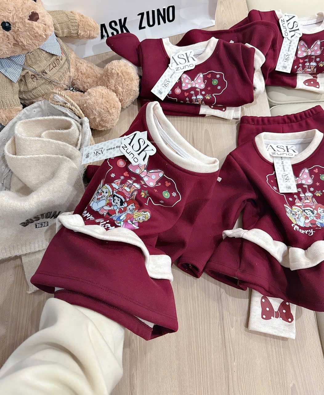G858 - SET BÉ GÁI LÓT NHUNG ĐỎ NOEL CÔNG CHÚA