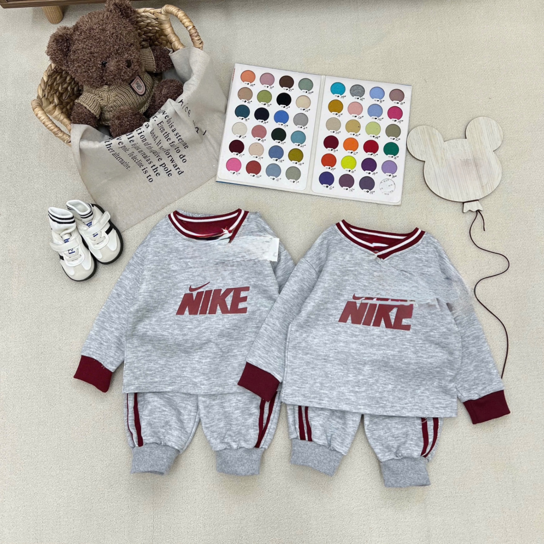 T072 - BỘ NỈ BÉ TRAI HAIDA XÁM NIKE CỔ VIỀN