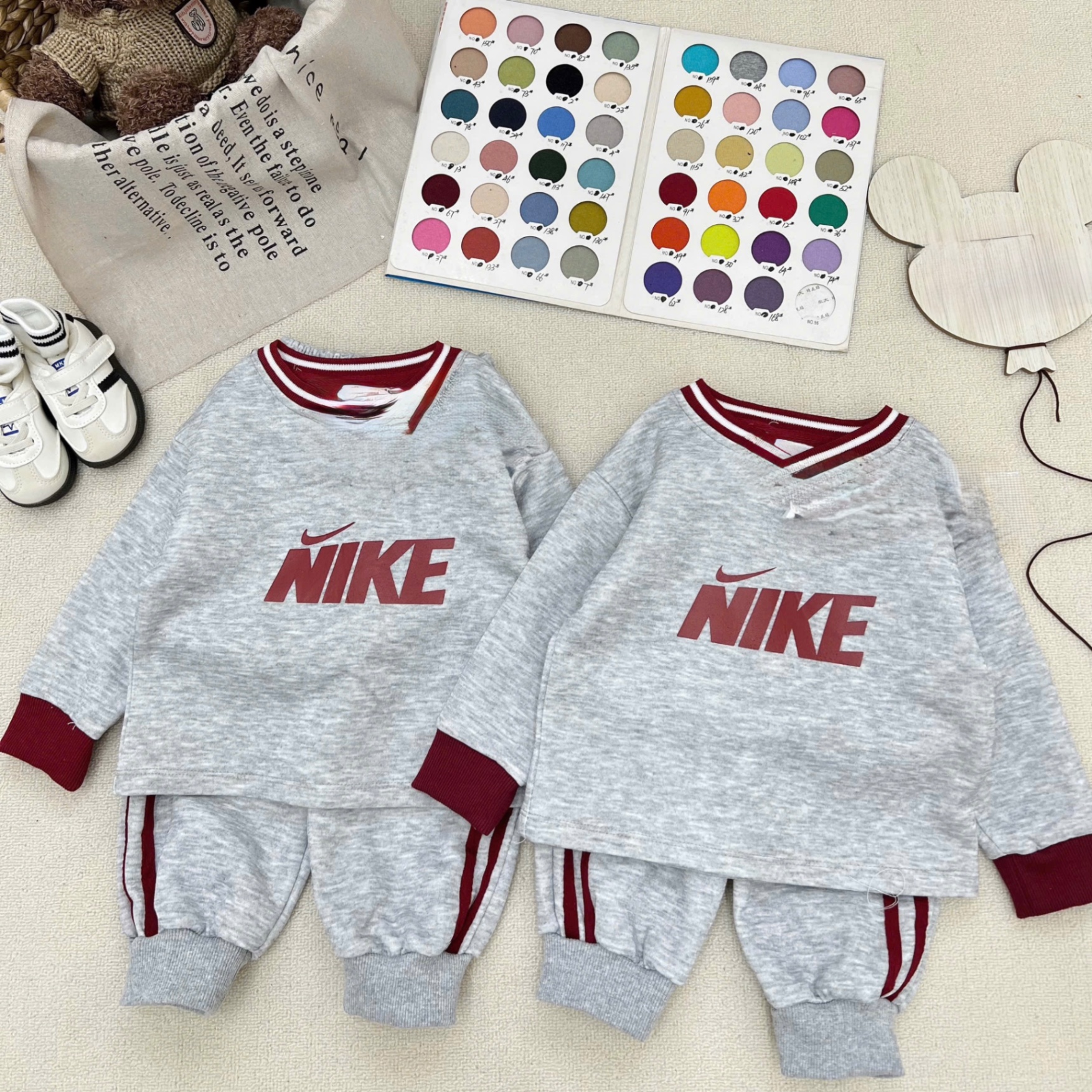 T072 - BỘ NỈ BÉ TRAI HAIDA XÁM NIKE CỔ VIỀN