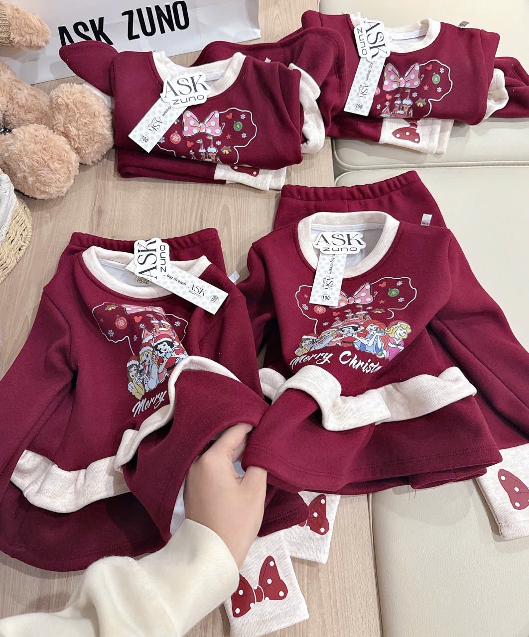G858 - SET BÉ GÁI LÓT NHUNG ĐỎ NOEL CÔNG CHÚA