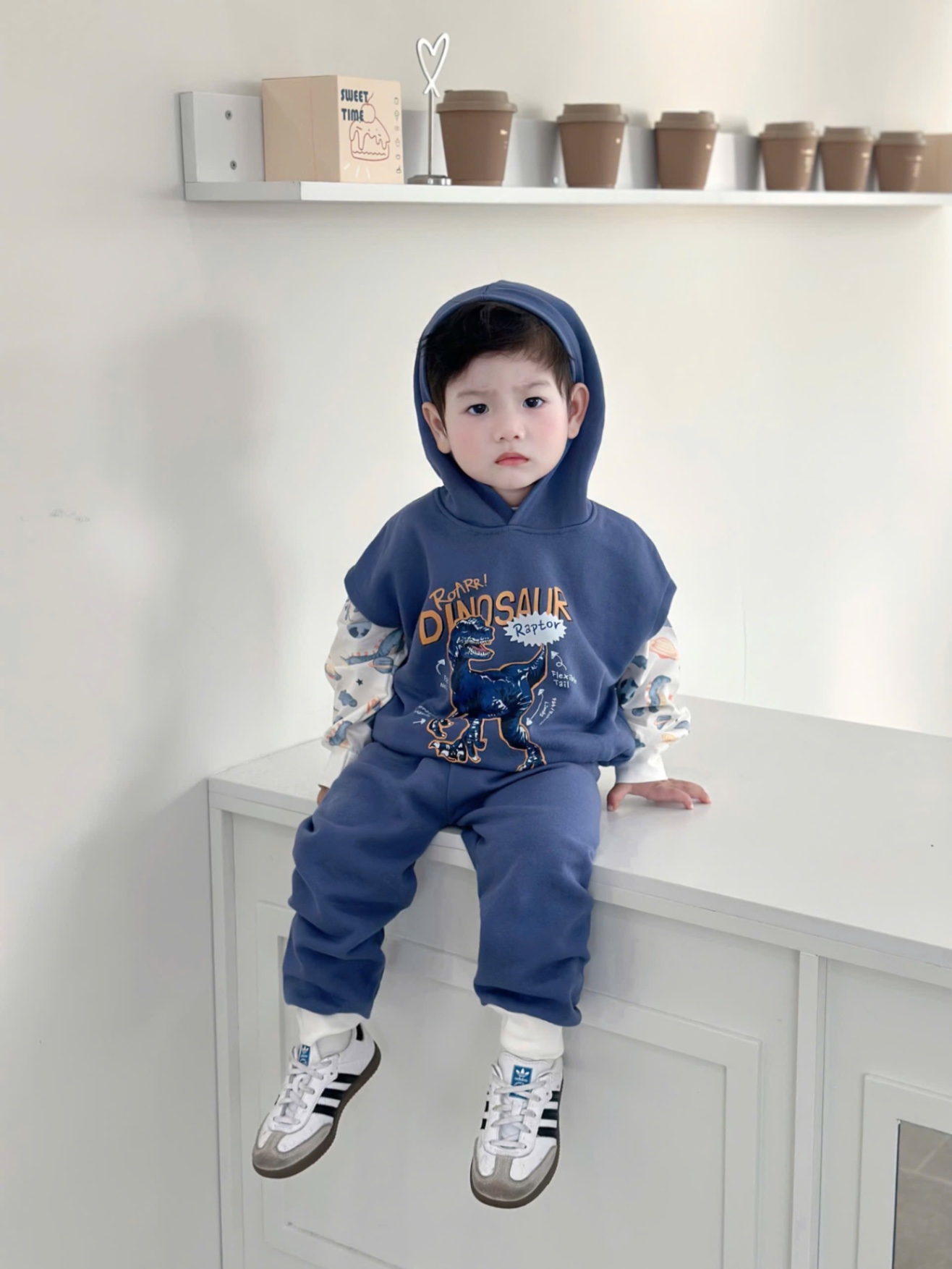 T074 - SET BÉ TRAI 3CT ÁO GILE XANH KHỦNG LONG