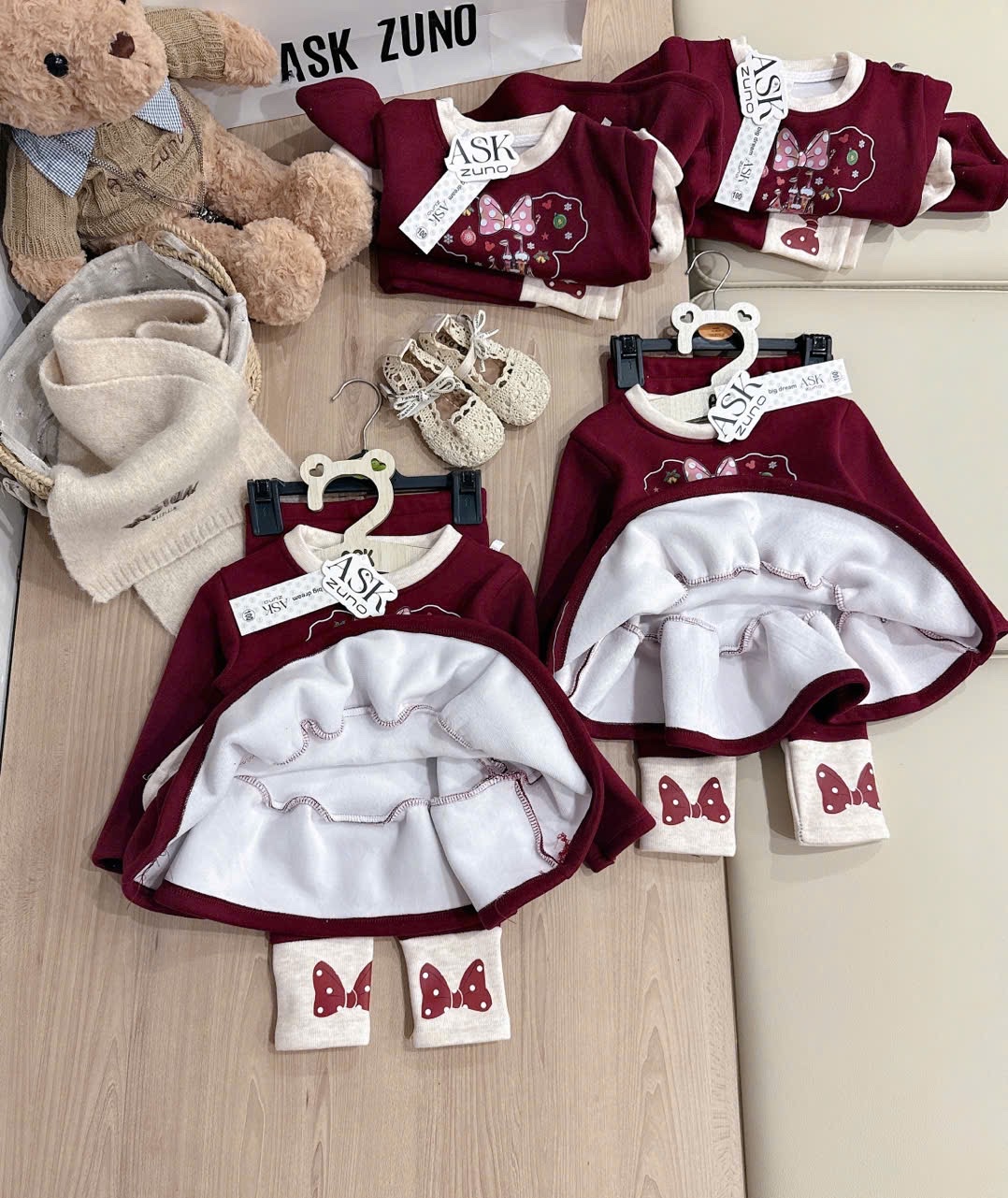 G858 - SET BÉ GÁI LÓT NHUNG ĐỎ NOEL CÔNG CHÚA