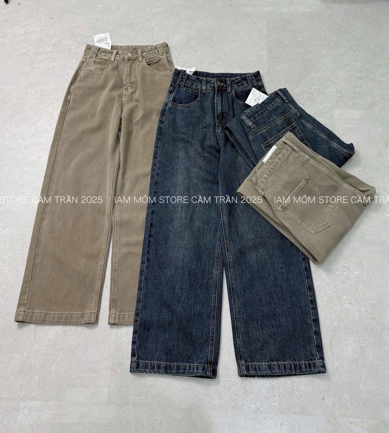 QNU655 - QUẦN JEANS SUÔNG TRƠN ỐNG ĐỨNG ĐỈA TO