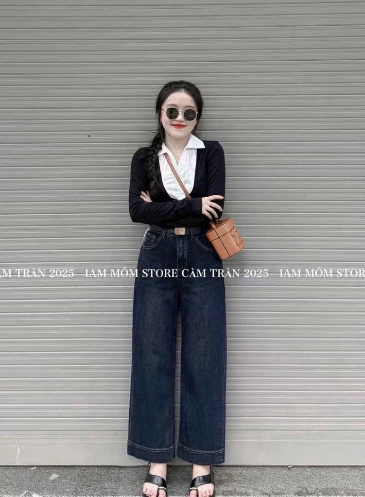 QNU655 - QUẦN JEANS SUÔNG TRƠN ỐNG ĐỨNG ĐỈA TO