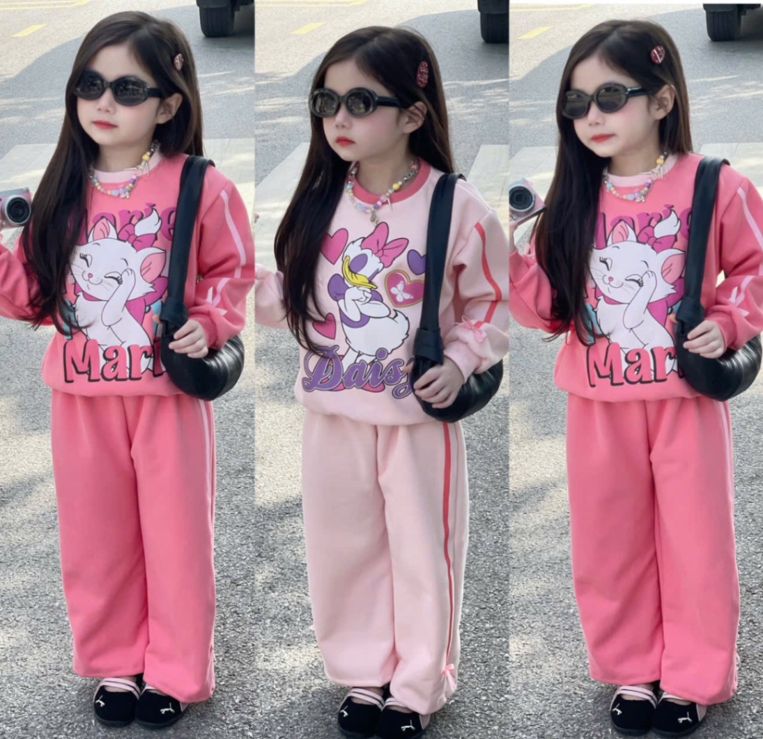 G866 - BỘ BÉ GÁI NỈ HAIDA SIZE NHỠ MÈO Marie Daisy