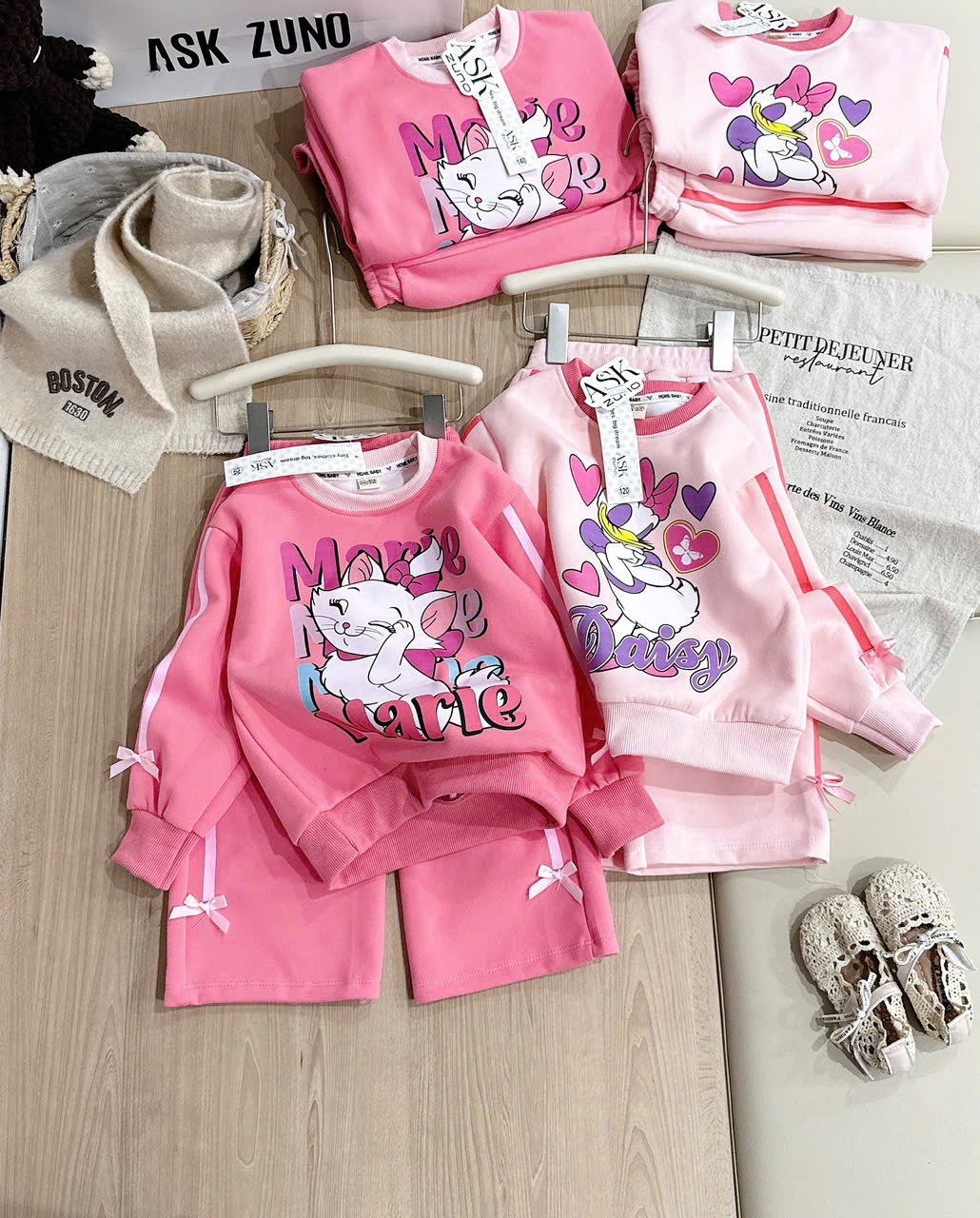 G866 - BỘ BÉ GÁI NỈ HAIDA SIZE NHỠ MÈO Marie Daisy