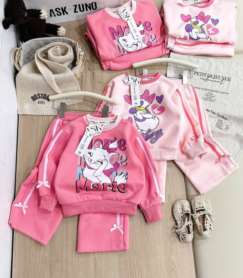 G866 - BỘ BÉ GÁI NỈ HAIDA SIZE NHỠ MÈO Marie Daisy