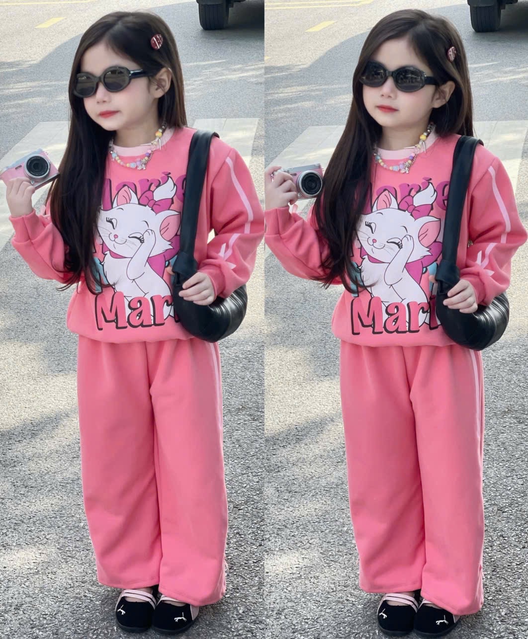 G866 - BỘ BÉ GÁI NỈ HAIDA SIZE NHỠ MÈO Marie Daisy