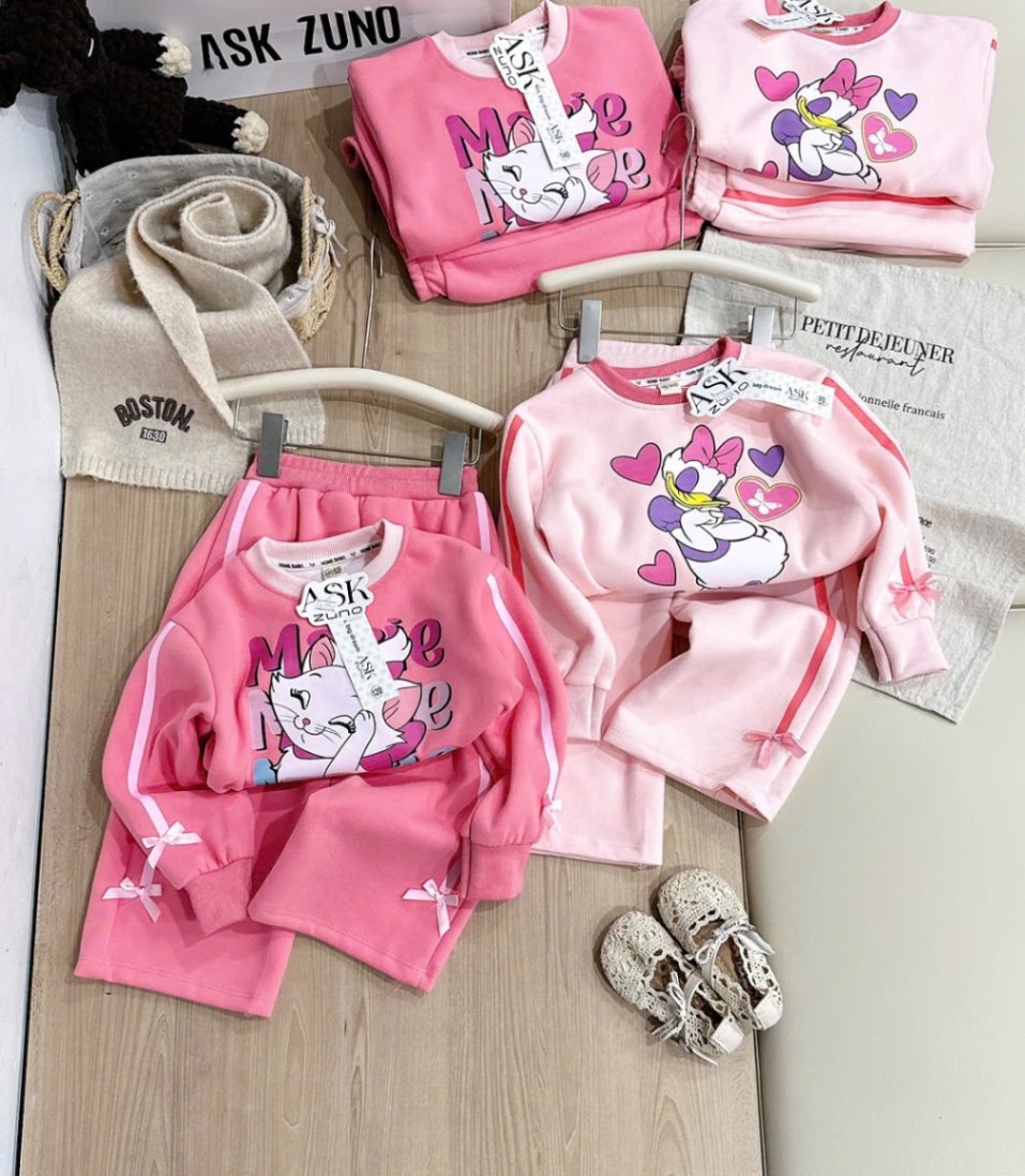 G866 - BỘ BÉ GÁI NỈ HAIDA SIZE NHỠ MÈO Marie Daisy