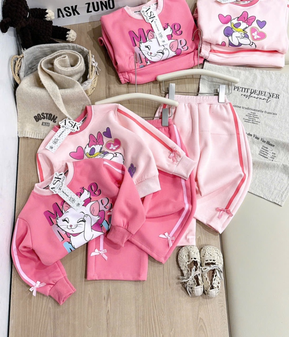 G866 - BỘ BÉ GÁI NỈ HAIDA SIZE NHỠ MÈO Marie Daisy