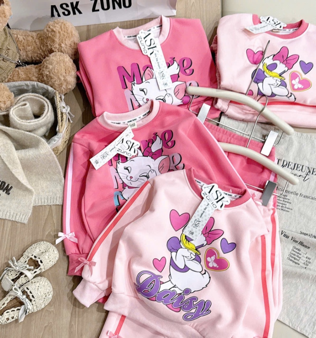 G866 - BỘ BÉ GÁI NỈ HAIDA SIZE NHỠ MÈO Marie Daisy