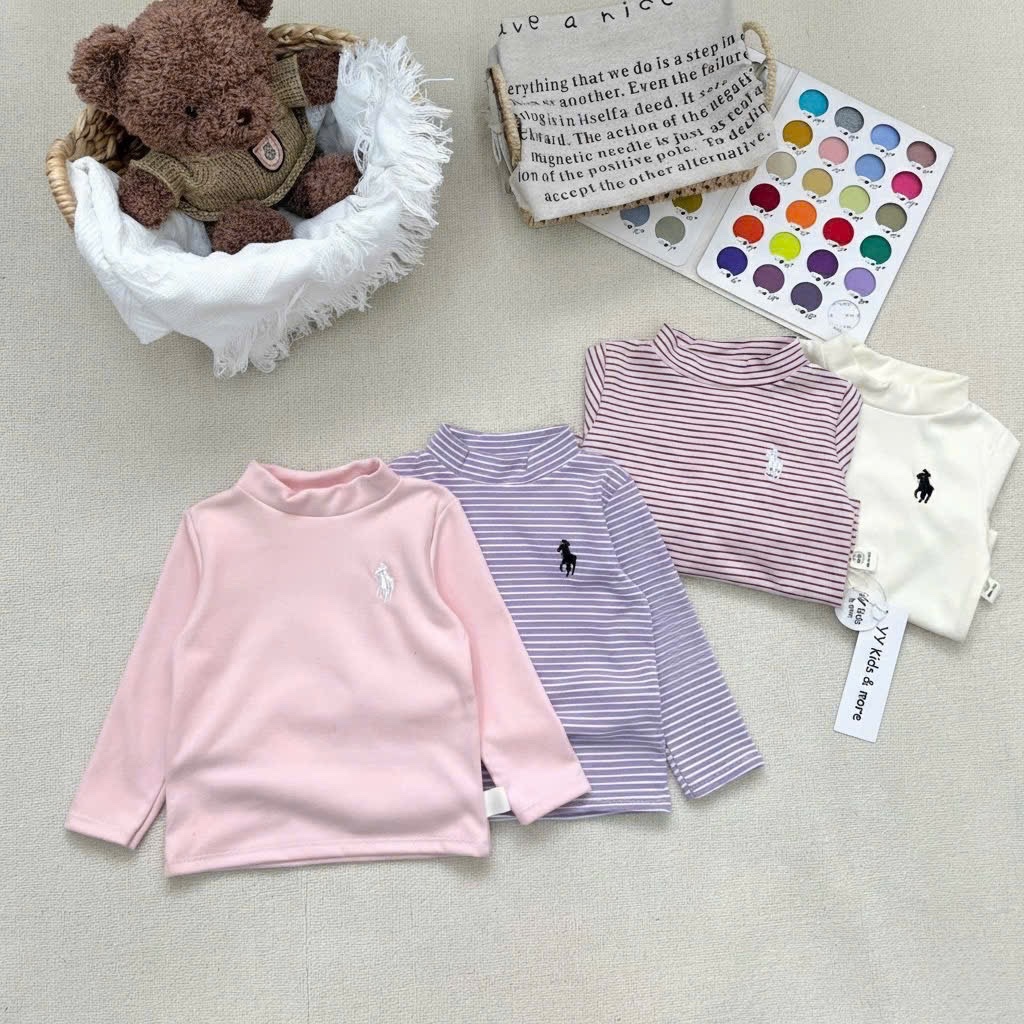 AB852 - SET 4 ÁO BÉ GÁI ZIP LÔNG 3P KỊ SĨ tím hồng kẻ