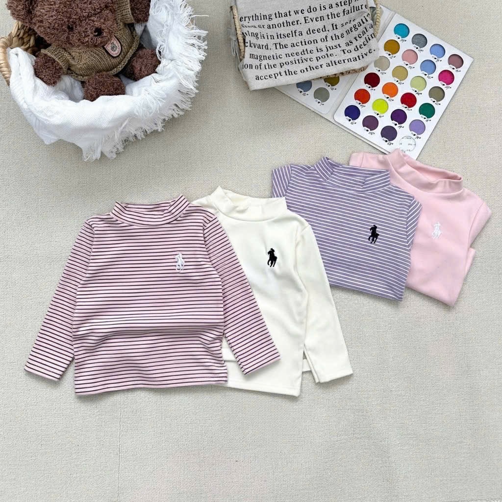 AB852 - SET 4 ÁO BÉ GÁI ZIP LÔNG 3P KỊ SĨ tím hồng kẻ