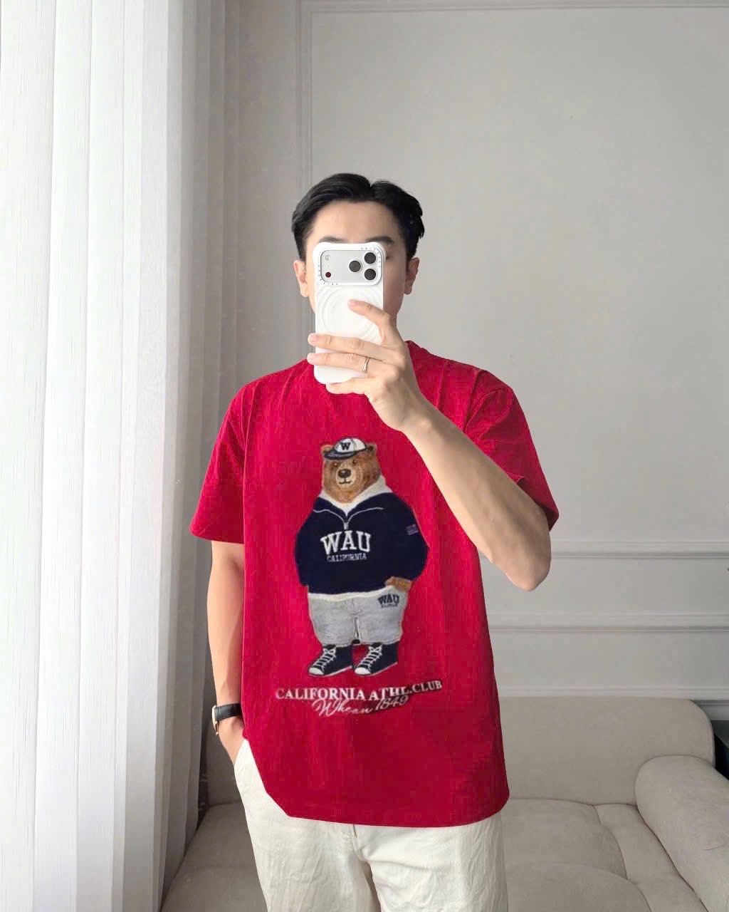 AB856 - ÁO PHÔNG GIA ĐÌNH ĐỎ GẤU WAU