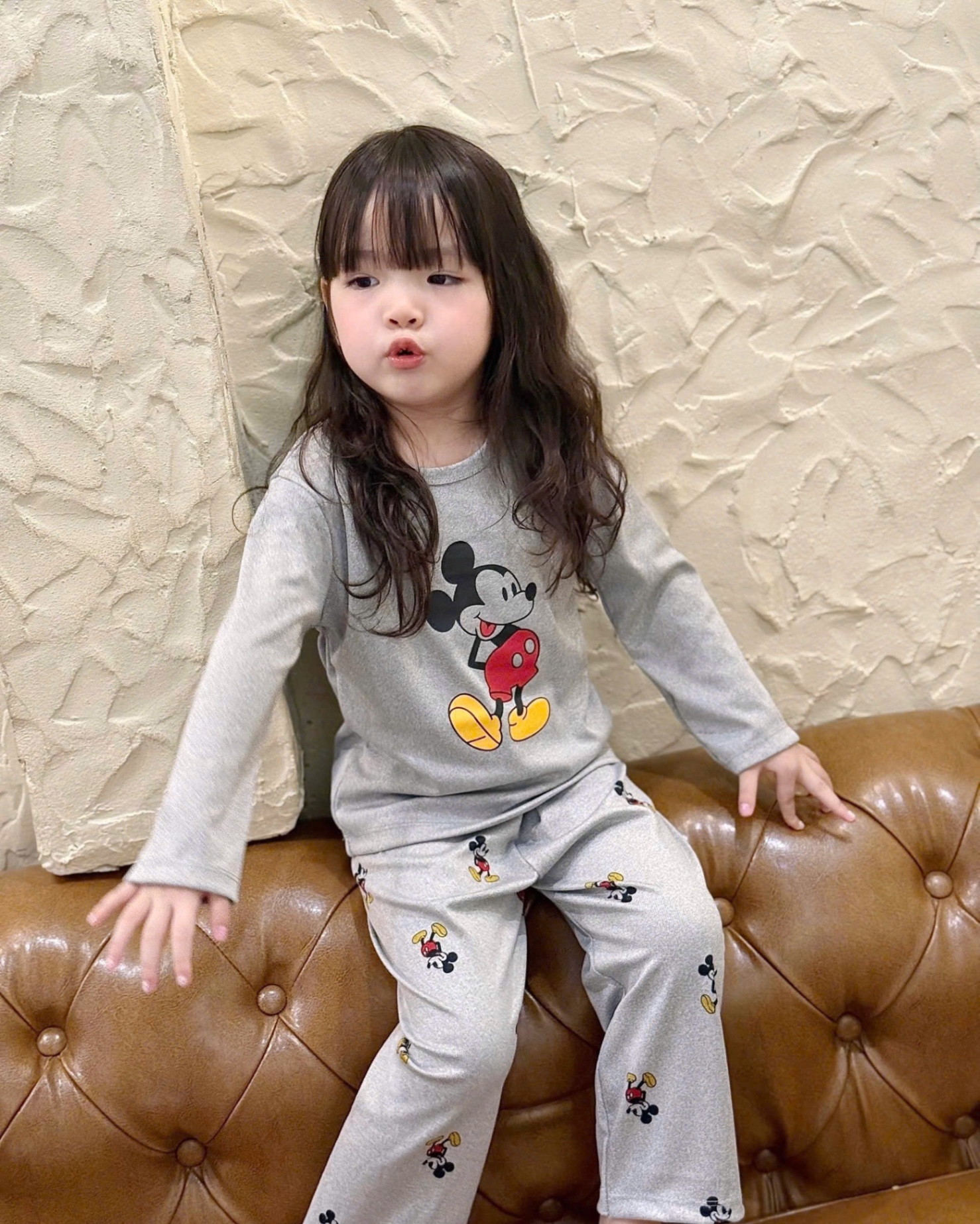 G869 - BỘ ĐỘ MẸ BÉ XÁM MICKEY QUẦN SUÔNG