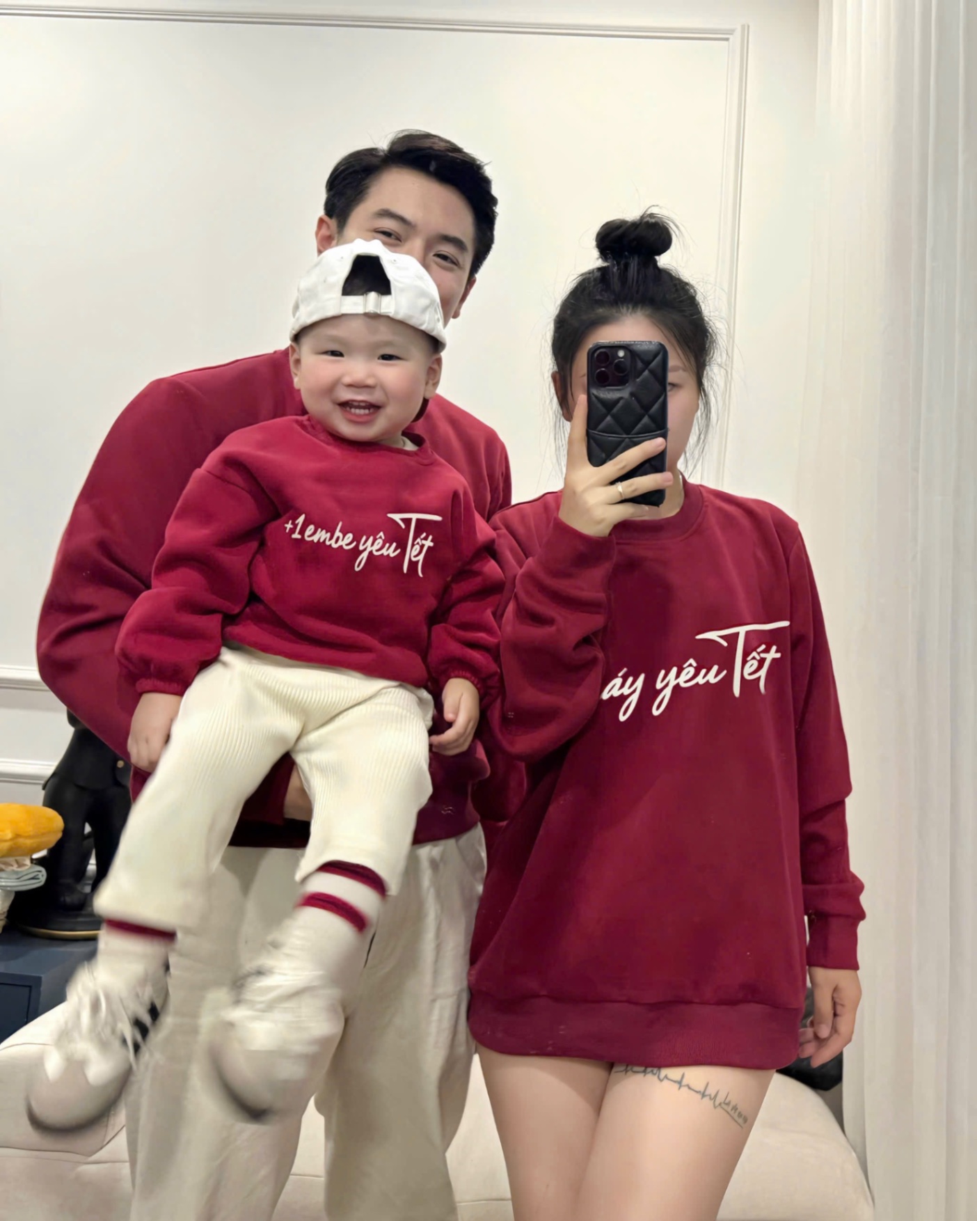 AB866 - ÁO ĐÔI GIA ĐÌNH HAIDA ĐỎ Yêu Tết
