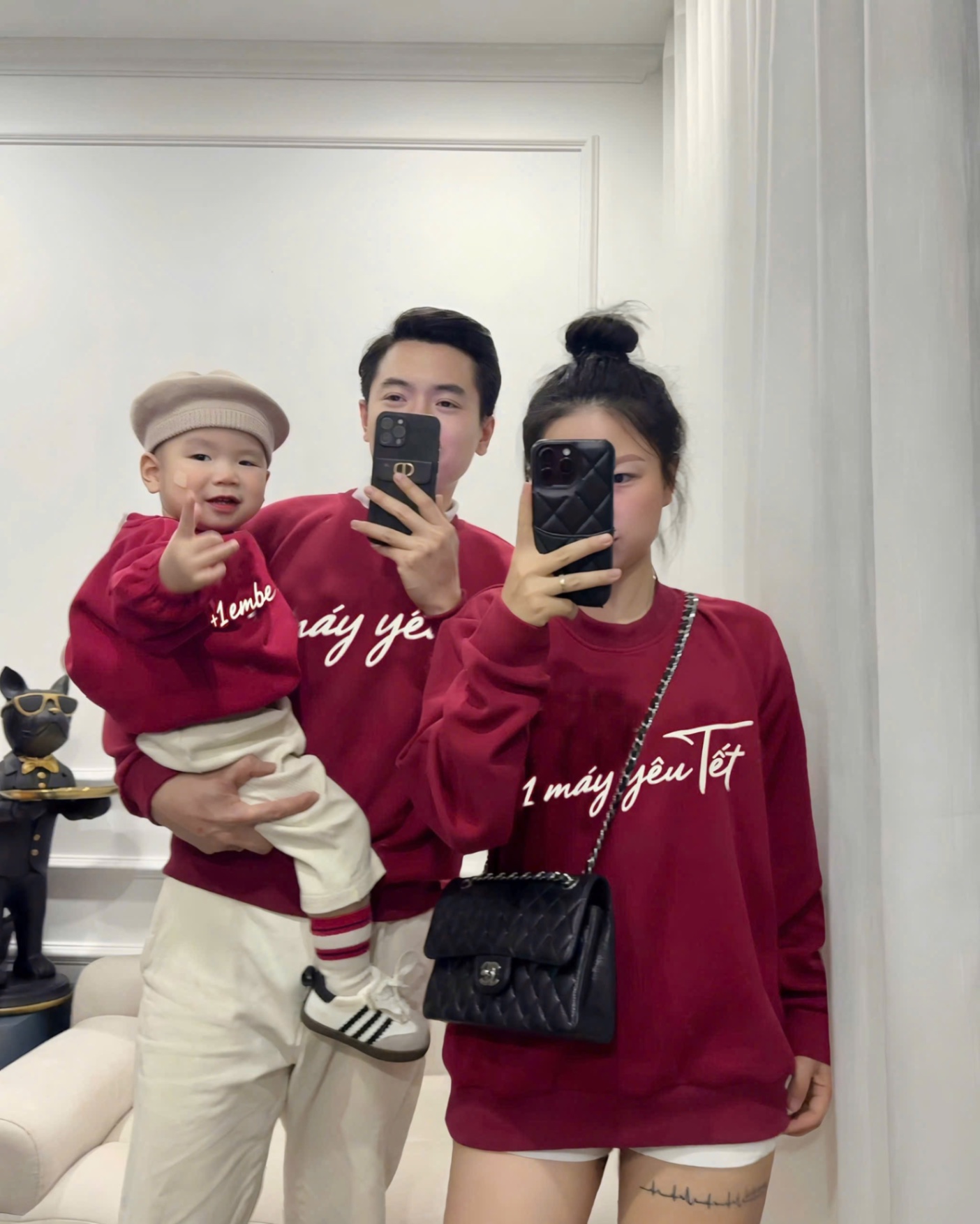 AB866 - ÁO ĐÔI GIA ĐÌNH HAIDA ĐỎ Yêu Tết