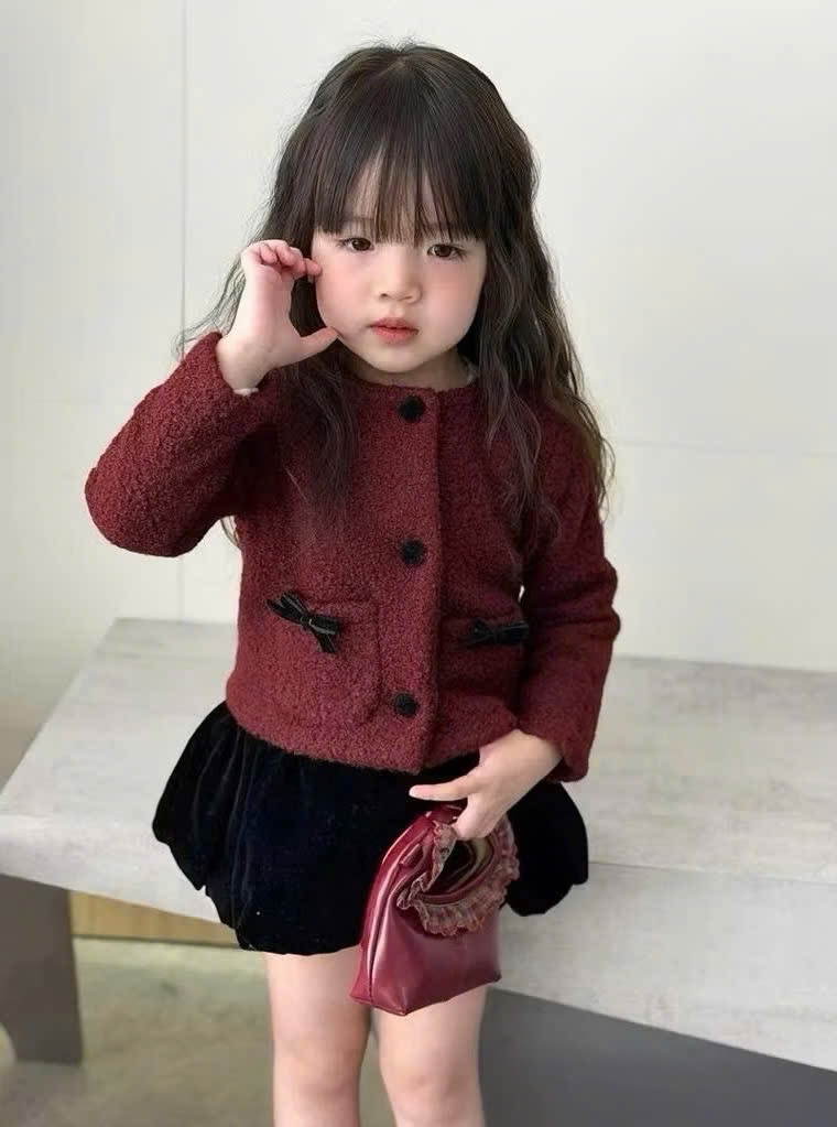 G878 - SET BÉ GÁI ÁO DẠ ĐỎ QUẦN BÍ ĐEN