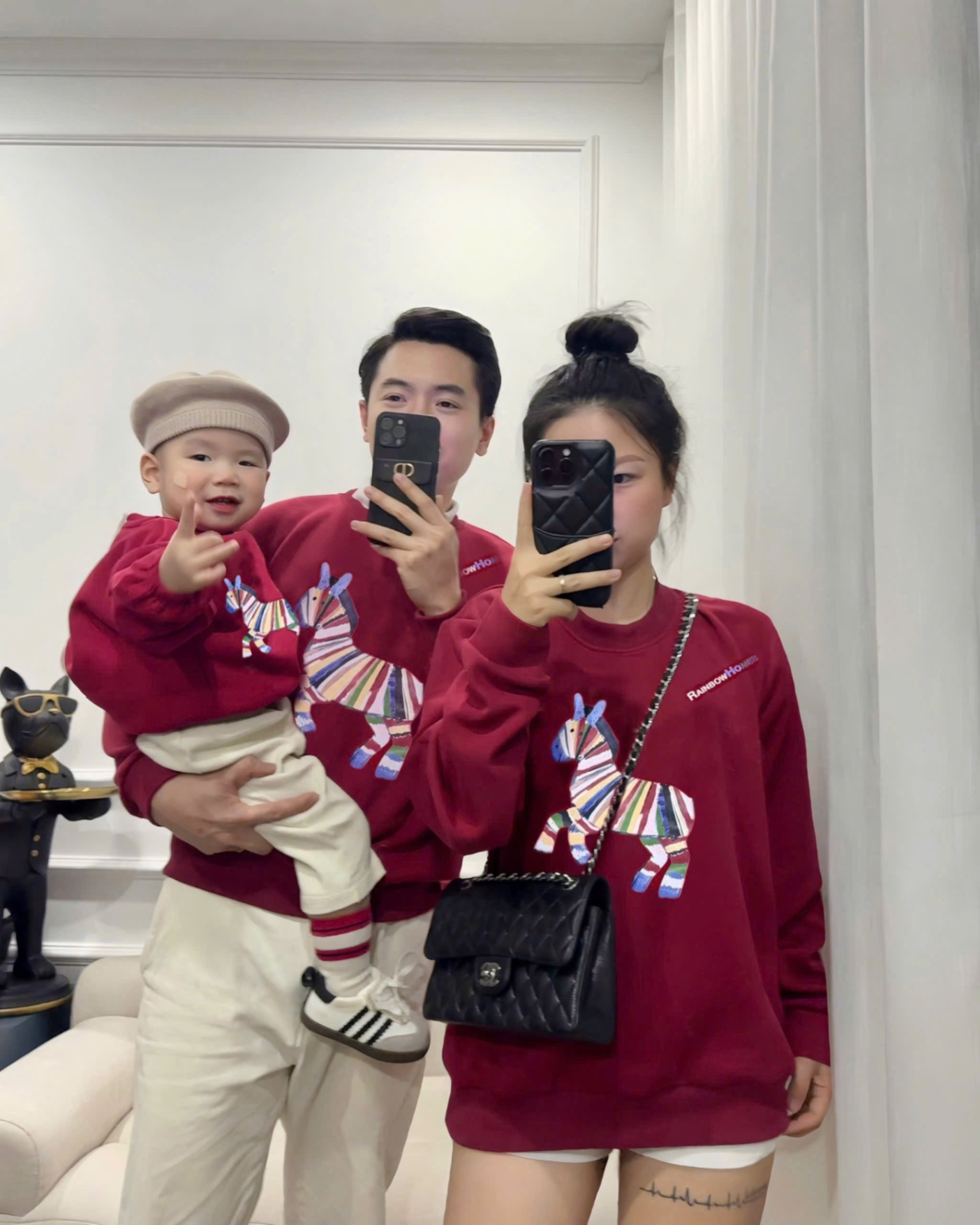 AB867 - ÁO ĐÔI GIA ĐÌNH HAIDA ĐỎ NGỰA VẰN